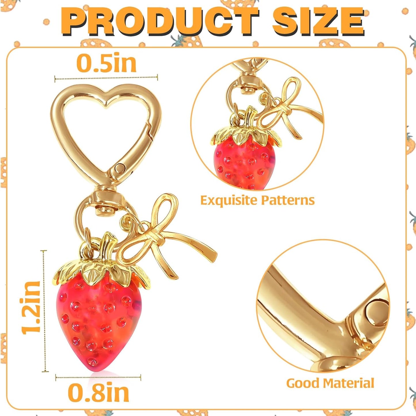 Beautiful Strawberry Keychain Supplies Hanging Bag Charms for Girls, Cute Purse Charms Gifts for Women, Strawberry Charm Decorations, Cute Keychains Accessories for Ladies' Bags and Key Holders