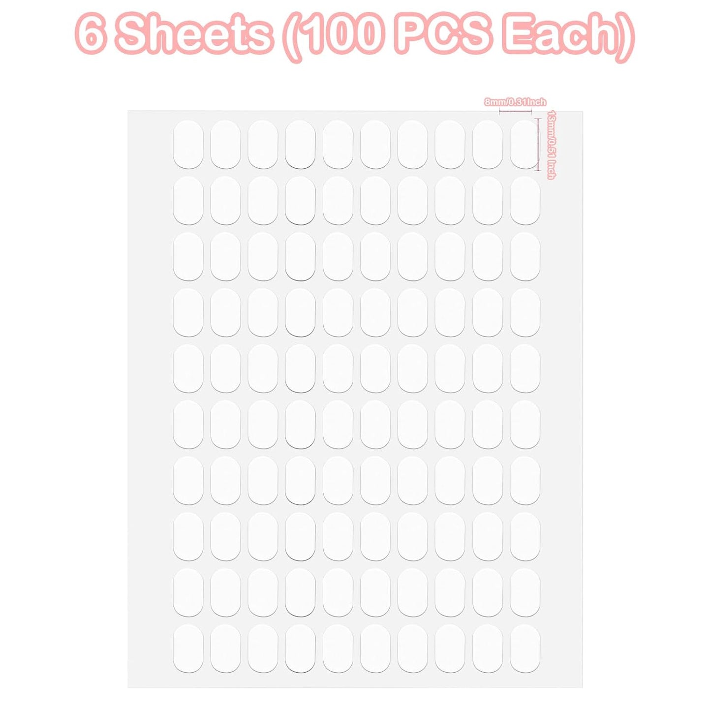 600Pcs Double Sided Dots Glue, Clear Sticky Tack Putty Removable, Sticky Gel Dots Tacky Putty Crafts Mounting Putty, No Trace Poster Putty Sticky Tack for Wall Hanging (0.51 X 0.31 Inches)
