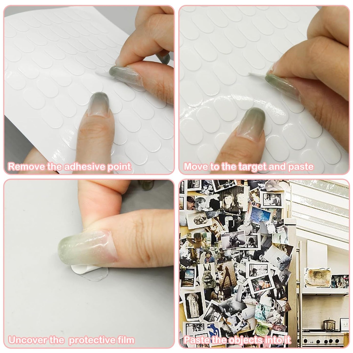 600Pcs Double Sided Dots Glue, Clear Sticky Tack Putty Removable, Sticky Gel Dots Tacky Putty Crafts Mounting Putty, No Trace Poster Putty Sticky Tack for Wall Hanging (0.51 X 0.31 Inches)