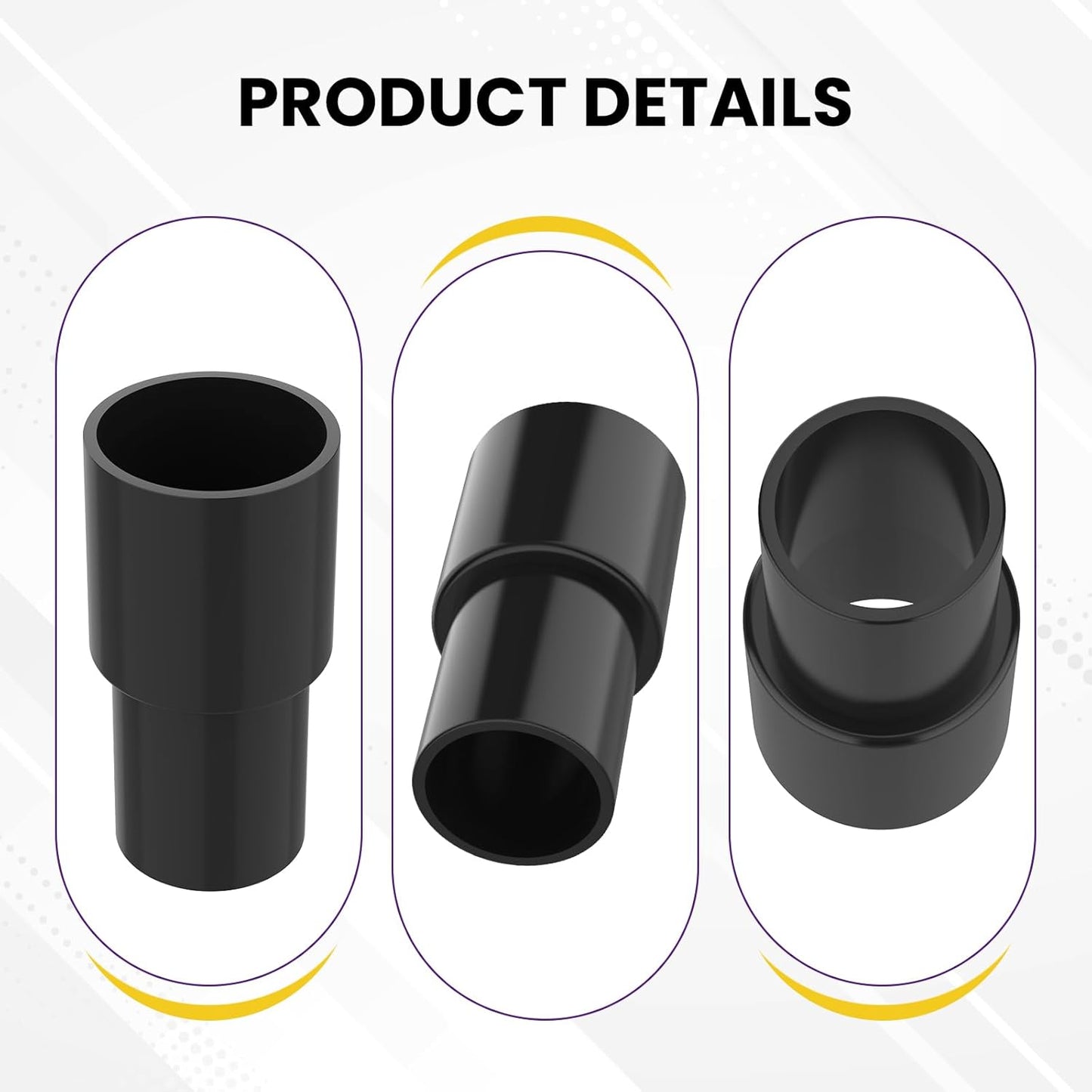 2 Pcs Vacuum Hose Adapter for Connecting 1-3/8" OD to 1-1/4" ID Between Vacuum Cleaner and Dust Collection Accessories, Plastic Cleaner Hose Connector Reducer (Black)
