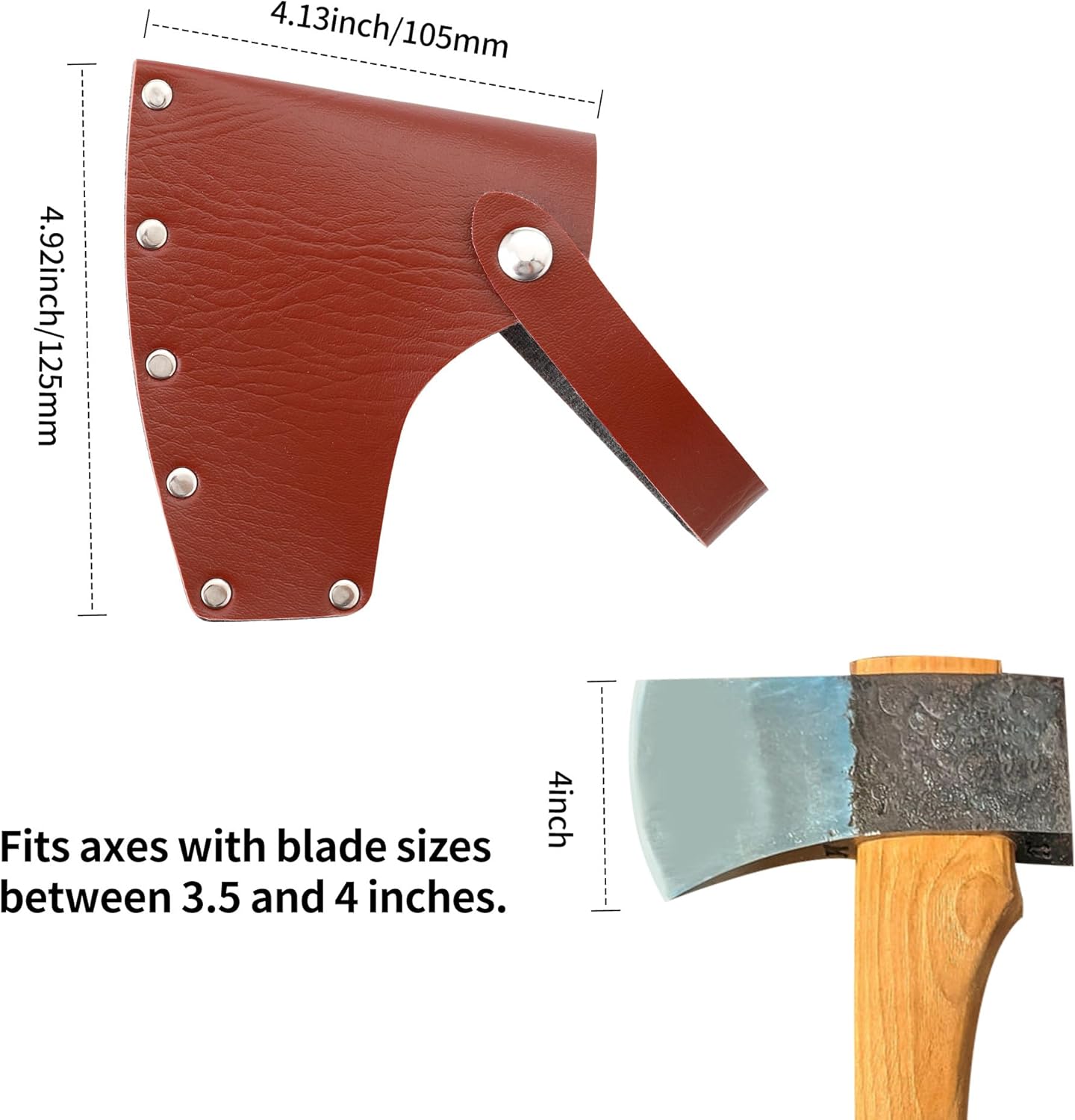 Leather Axe Sheath, Adjustable Hatchet Head Sheath, Durable Hatchet Blade Protector Case Cover Great Camping Accessories for Lumberjack Outdoors Work Essentials, Brown