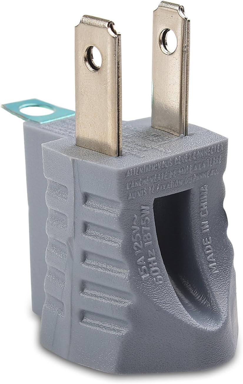 [UL Listed] 3-Pack 2 Prong to 3 Prong Outlet Adapter in Gray, (3Prong to 2Prong Plug Adapter) - Allows a 2Prong Outlet to Accept 3Prong Plugs