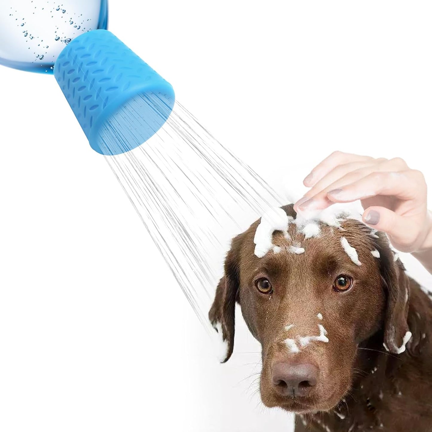 Portable Outdoor Shower for Dogs, Portable Pet Shower Head Attachment Outdoor Water Sprayer Accessory, Fits Most Plastic Water Bottles for Camping Hiking Beach (1 Pack, Blue)