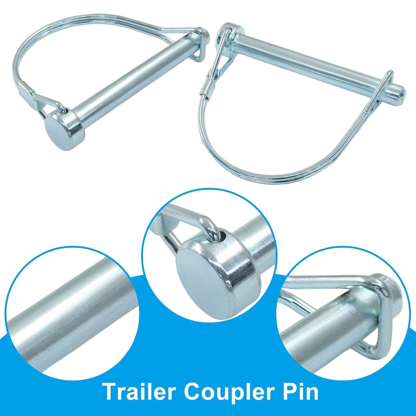 2 Pack Trailer Coupler Pin, Zinc Plated Carbon Steel Locking Pin, 5/16" x 2.75" Medium Hitch Pin for Trailers/Garden