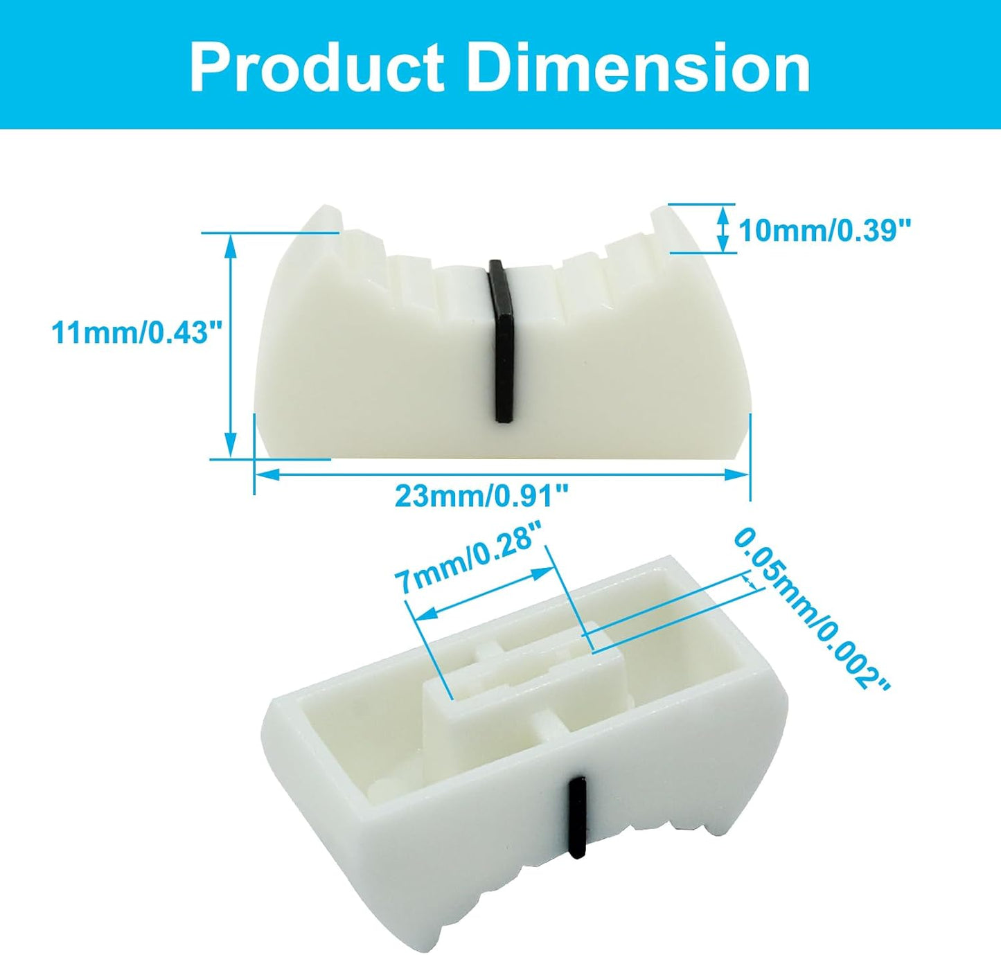 20pcs Fader Knobs, Fader Caps Mixer Slider Fader Knobs Universal Fader Knobs Replacement Fader Cap Slider Straight Slide Potentiometer Knobs, White