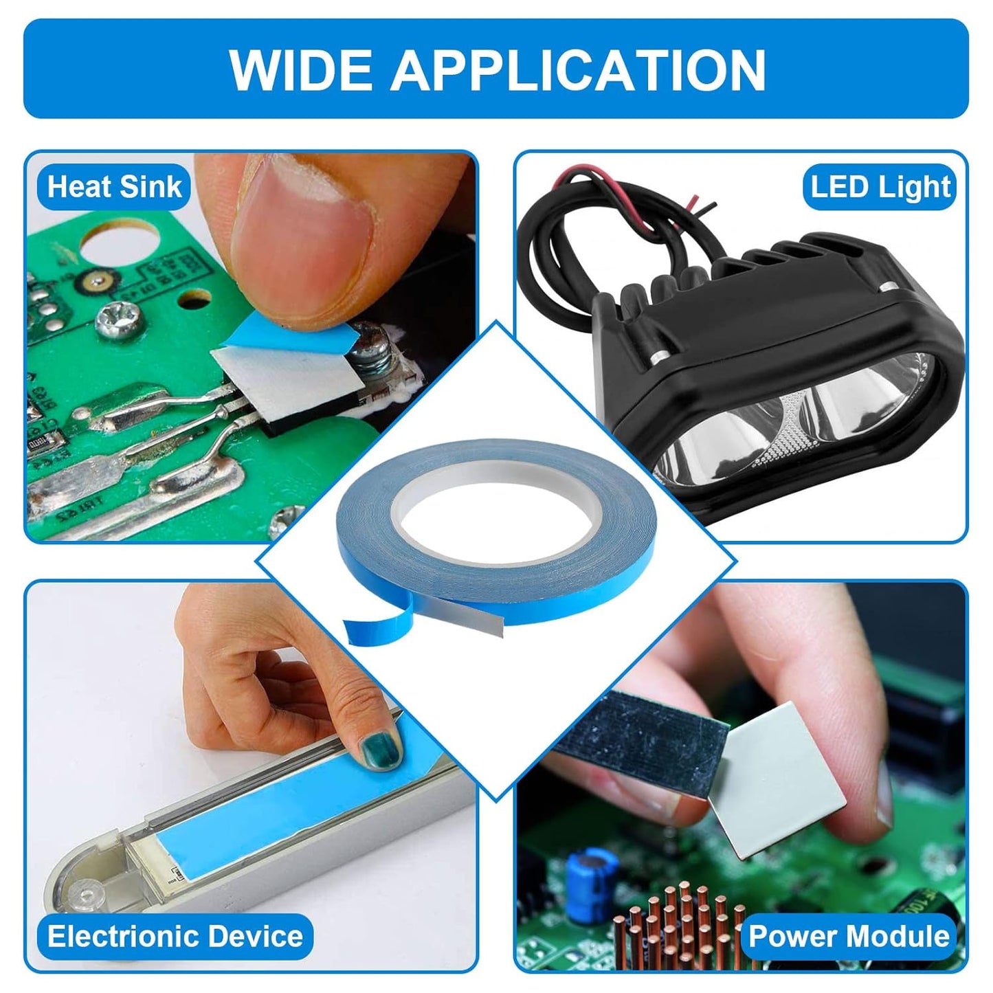 Thermal Conductive Tape, (10mm Width x 0.20mm Thickness x 25 Meters) Double Side Thermal Adhesive Tape, Heatsink Thermal Tape for Coolers, LED Strips, Computer CPU, GPU