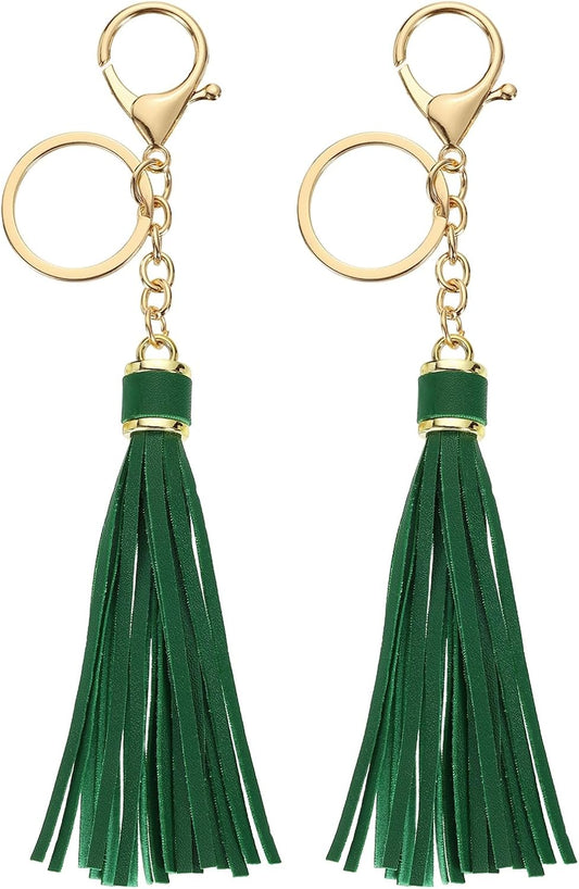 Leather Keychain Tassels, Women Tassel Bag Charm with Lobster Clasp Key Ring for Handbag Purse