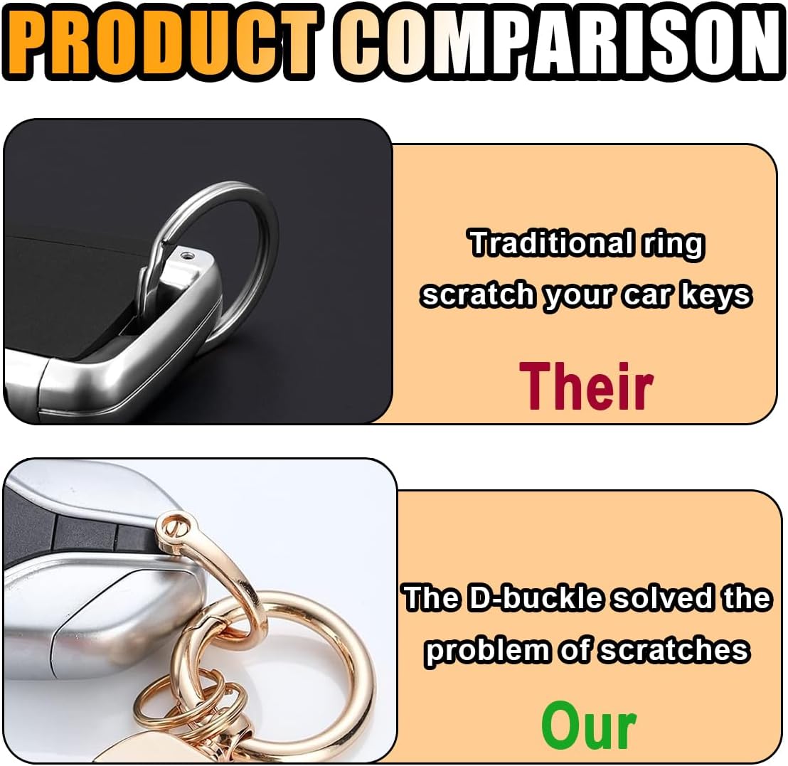 Genuine Leather Car Keychain, 360 Degree Rotatable Handmade Knit Sheepskin Keychain, Key Fob Holder with Anti-Lost D-Ring (Purple)