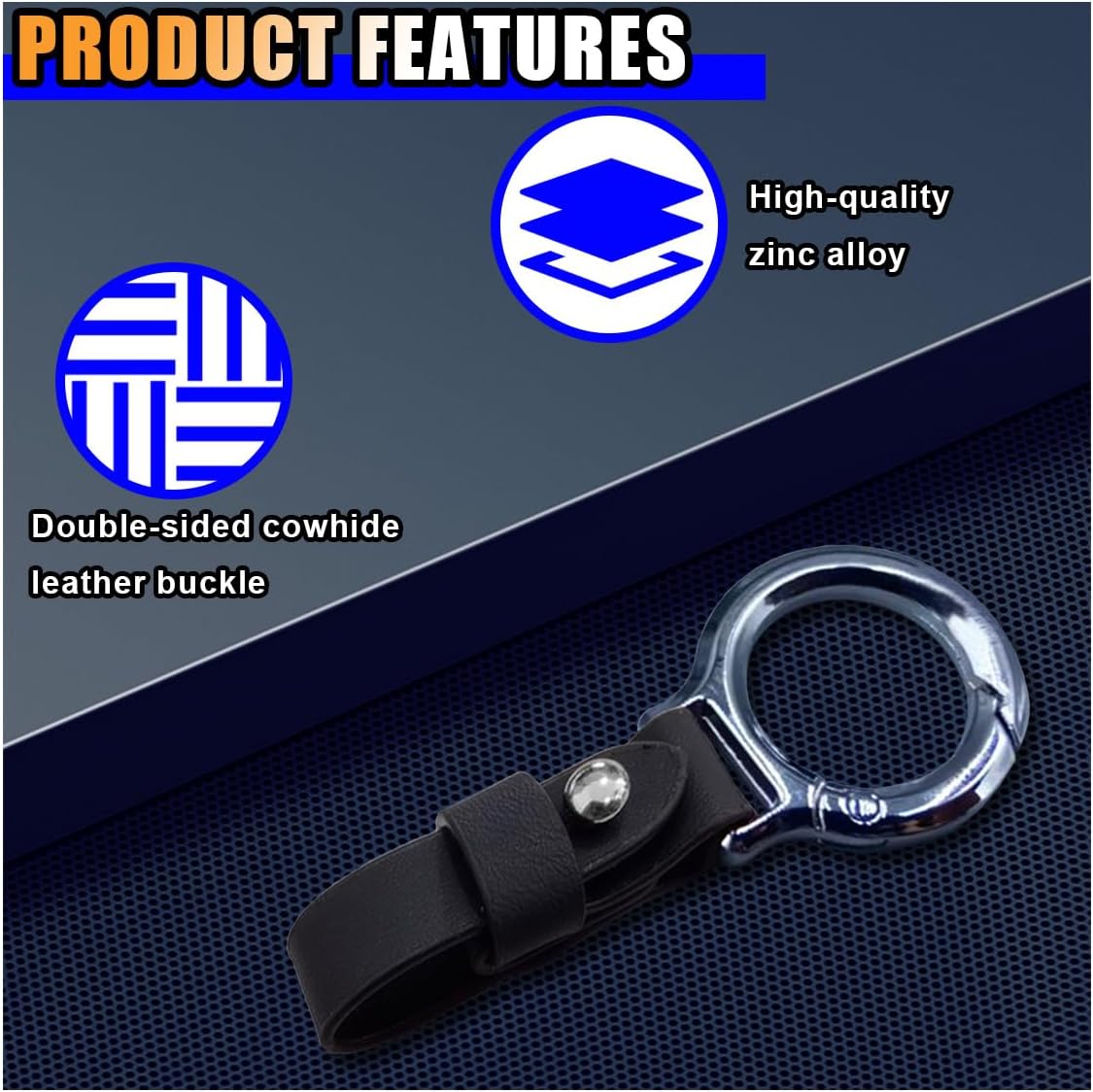 Carabiner Key Ring Clip, Car Fob Key Keychain Holder Car Keychain Clip for Men Women, Key Ring Belt Holder (Black)