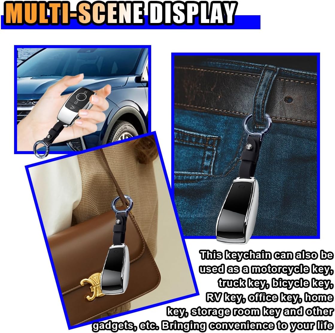 Carabiner Key Ring Clip, Car Fob Key Keychain Holder Car Keychain Clip for Men Women, Key Ring Belt Holder (Black)