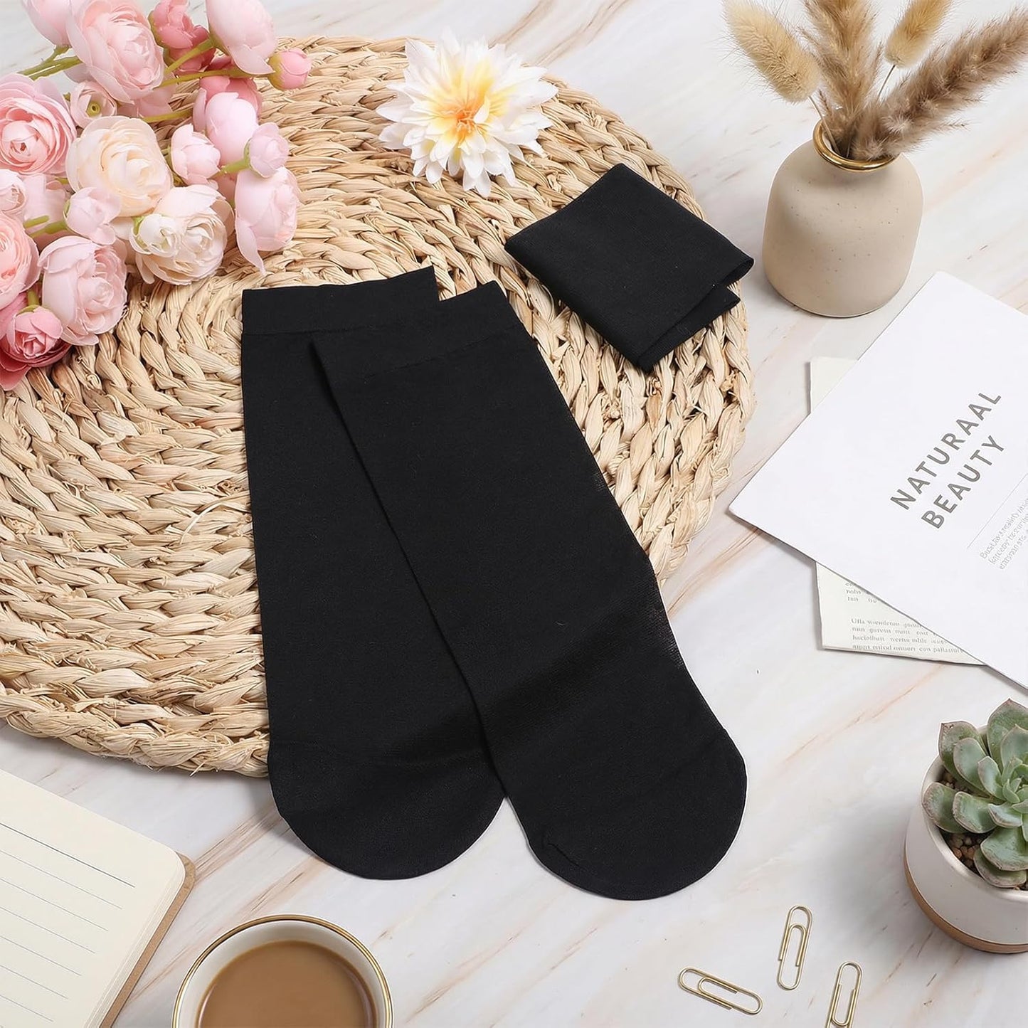 3 Pairs Women Sheer Ankle Socks, Black Polka Dot Short Stockings with Dots Patterns, Nylon Mesh Lace Breathable See Through Reinforced Toe Dress Socks for Summer Casual Elegant Wear