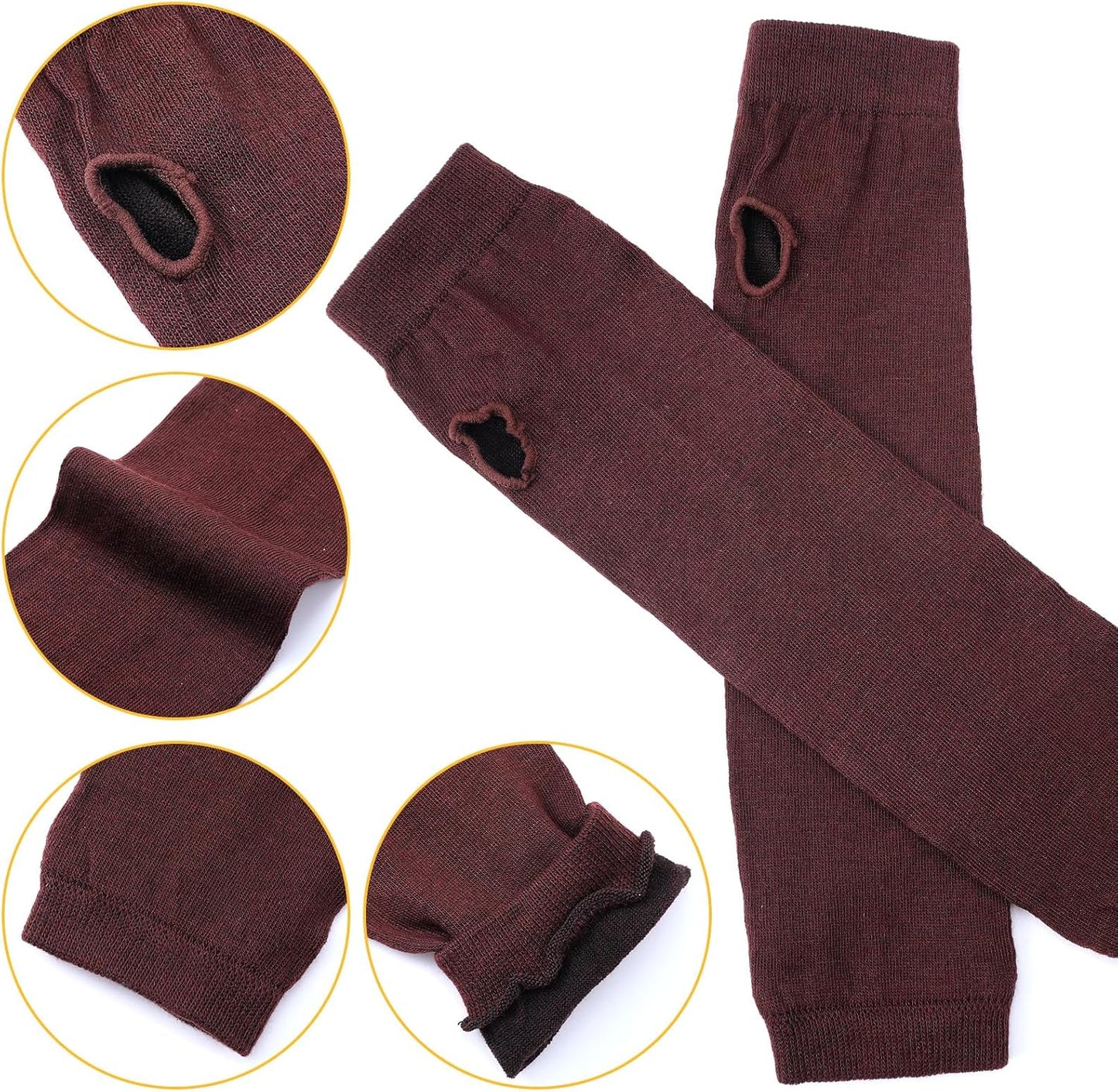 4 Pairs Arm Warmers Women Winter Long Fingerless Gloves Knit Mitten Elbow Length Gloves with Thumb Hole, Warm and Comfortable (Black, Coffee, Dark Gray, Light Gray)