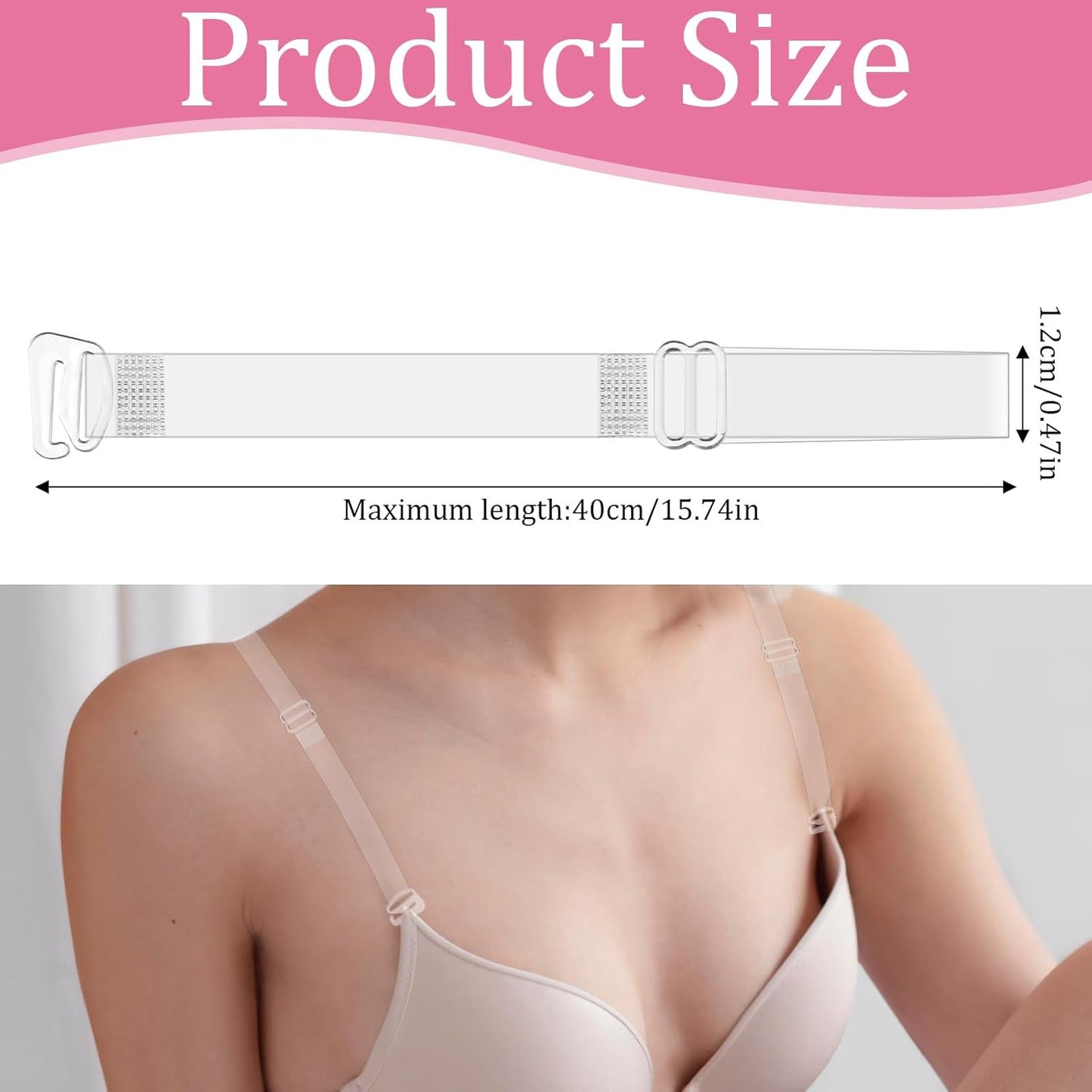 Clear Bra Straps for Women, 3 Pairs Clear Bra Straps Soft Non-slip Transparent Bras Strap 12 mm Thin TPU Invisible Adjustable Shoulder Strap for Women Girls Strapless Bras