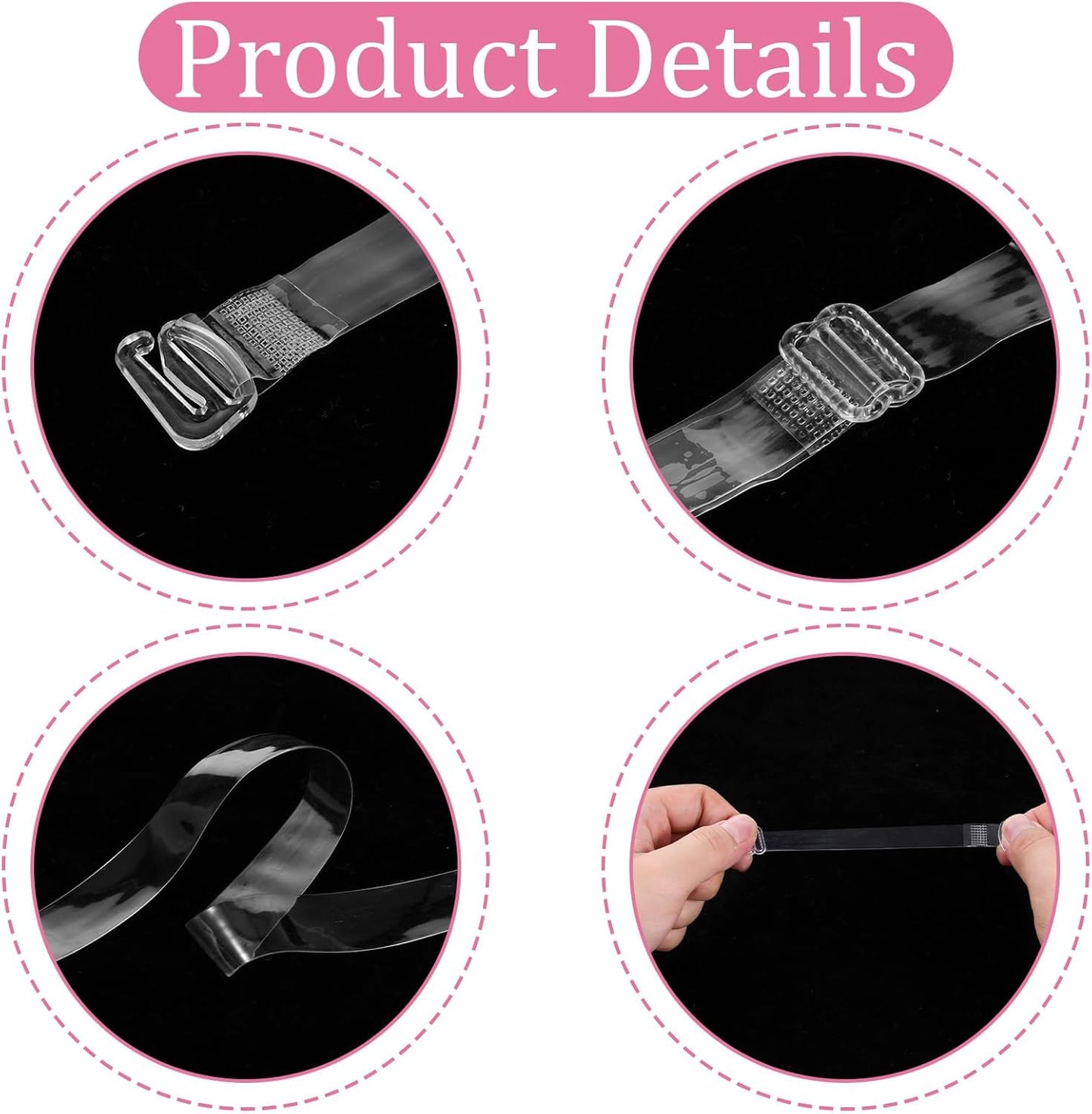 Clear Bra Straps for Women, 3 Pairs Clear Bra Straps Soft Non-slip Transparent Bras Strap 12 mm Thin TPU Invisible Adjustable Shoulder Strap for Women Girls Strapless Bras