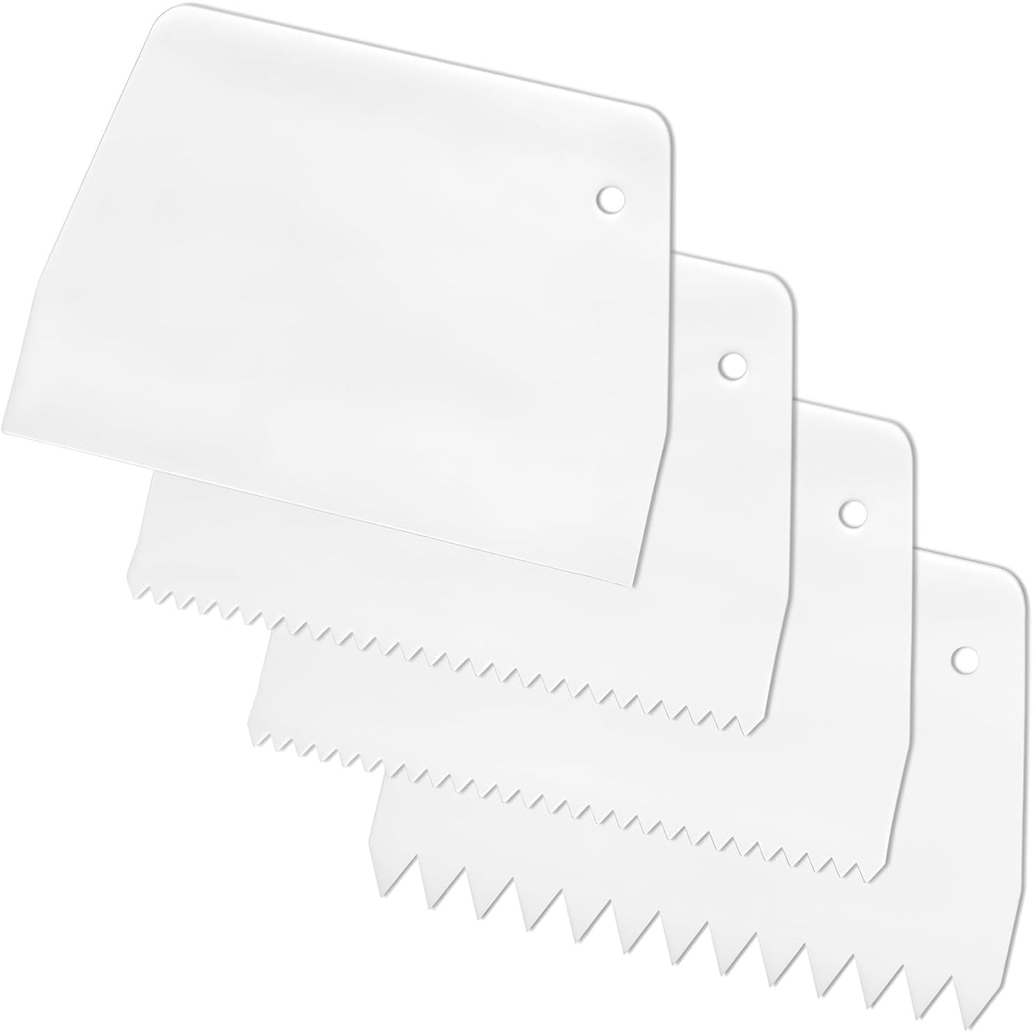 Adhesive Spreader, 4 Pcs Notched Glue Spreader Kits Plastic Notched Trowel 0.5"/1" Tooth Reusable for Glue Epoxy Resin Putty Hardwood Flooring (White)