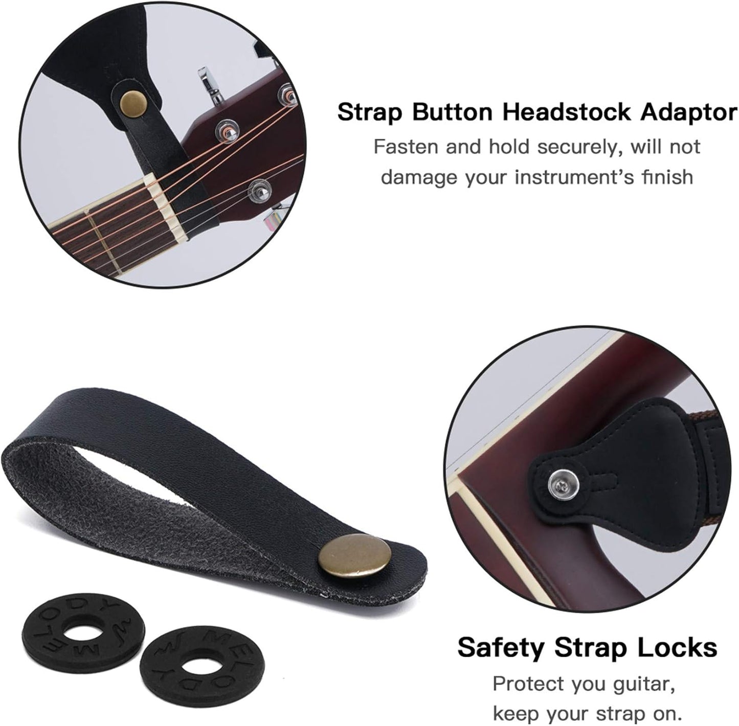 Guitar Strap, Soft Cotton Straps With 3 Pick Holders, Button Headstock Adaptor, 1 Pair Locks and 3 Picks Set For Electric/Acoustic Guitar