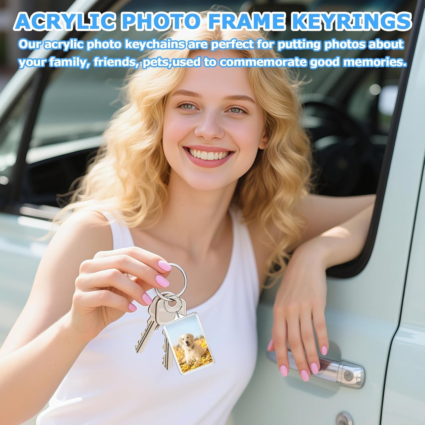 6-Pack Photo Keychain -2.75''x 1.97'' Acrylic Clear Keyrings Picture Frame Keychains - Double Sided Blank Photo Key Fob Holder with Split Ring for DIY Personalised Photo Gift
