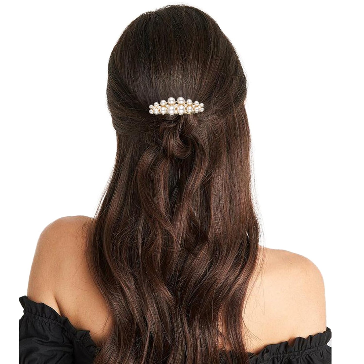2Pcs Pearl Barrettes for Women,Classic Pearl Hair Clips French Bridal Hair Pins for Party Wedding Fancy Barrettes Christmas Gifts