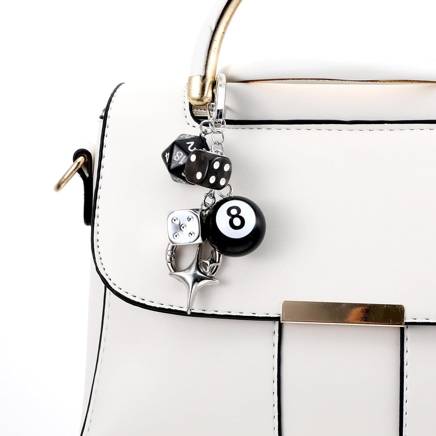 8 Ball Dice Keychain Charms,Y2K Bag Charm for Handbags Cool Purse Charms Key Chain Accessories Charm for Women