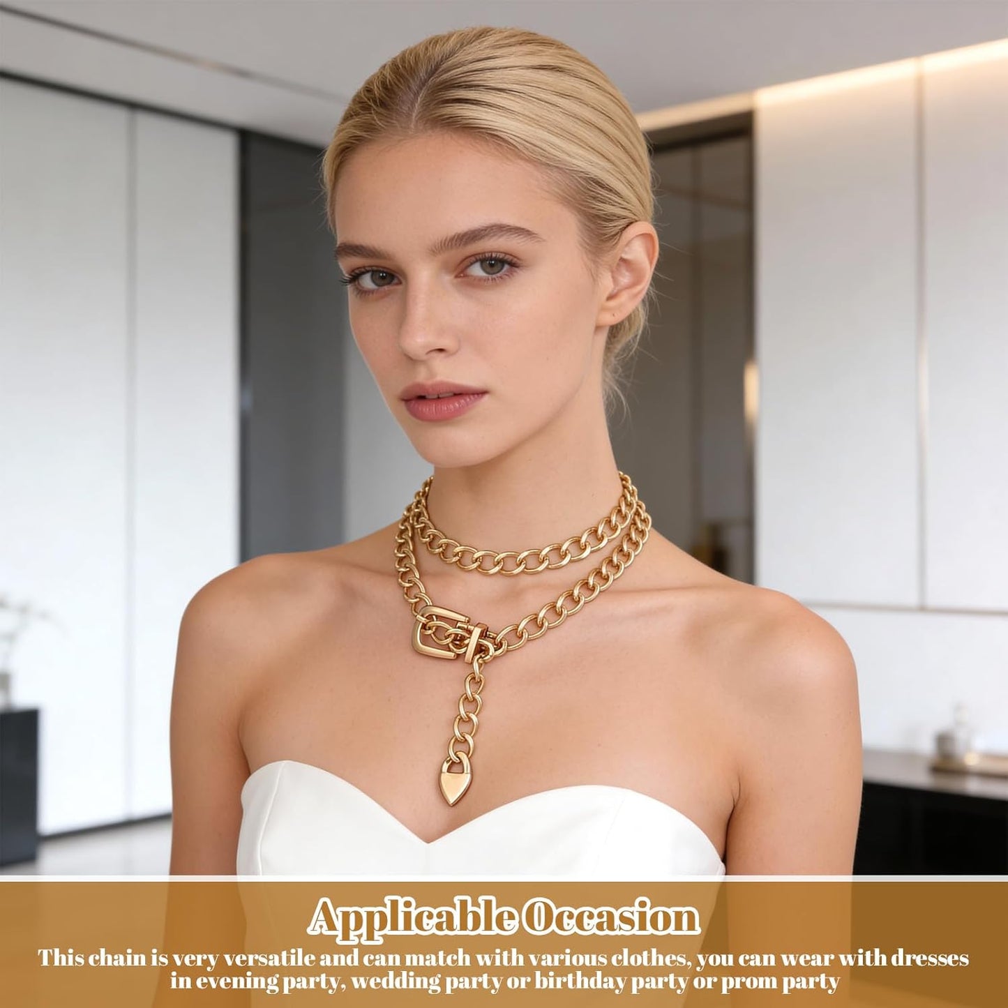 Gold Chain Belts for Women,Adjustable Gold Metal Belts for Women Trendy Waist Chain Belt for Dress & Jeans