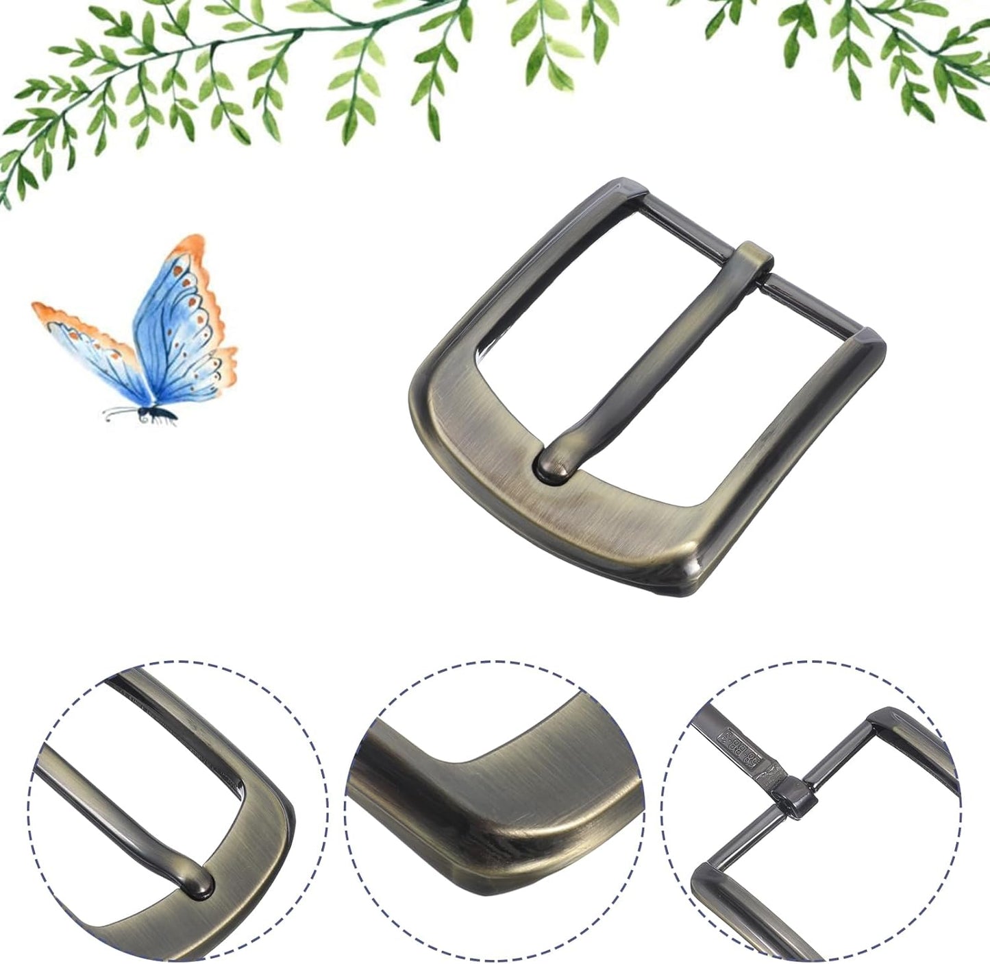 3 Pcs Classic Belt Buckle Replacement for Men & Women,38-40 mm (1.5-1.6 inch) Interchangeable Buckles with 3 Colors - Black+Silver+Bronze