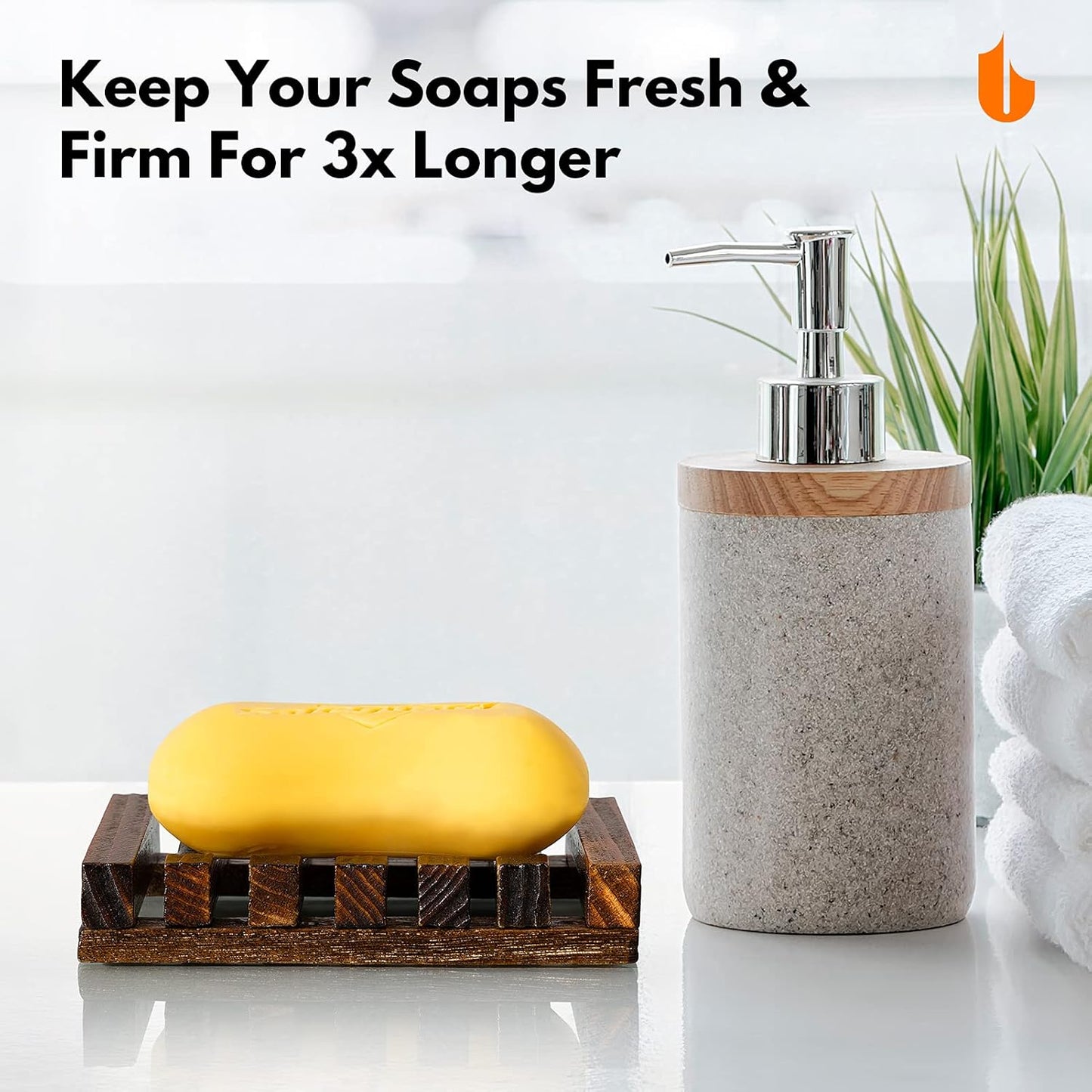 Natural Wooden Soap Dish Soap Saver Holder Soap Tray for Bathroom, Biodegradable, Zero Waste, Plastic Free, Charcoal Color