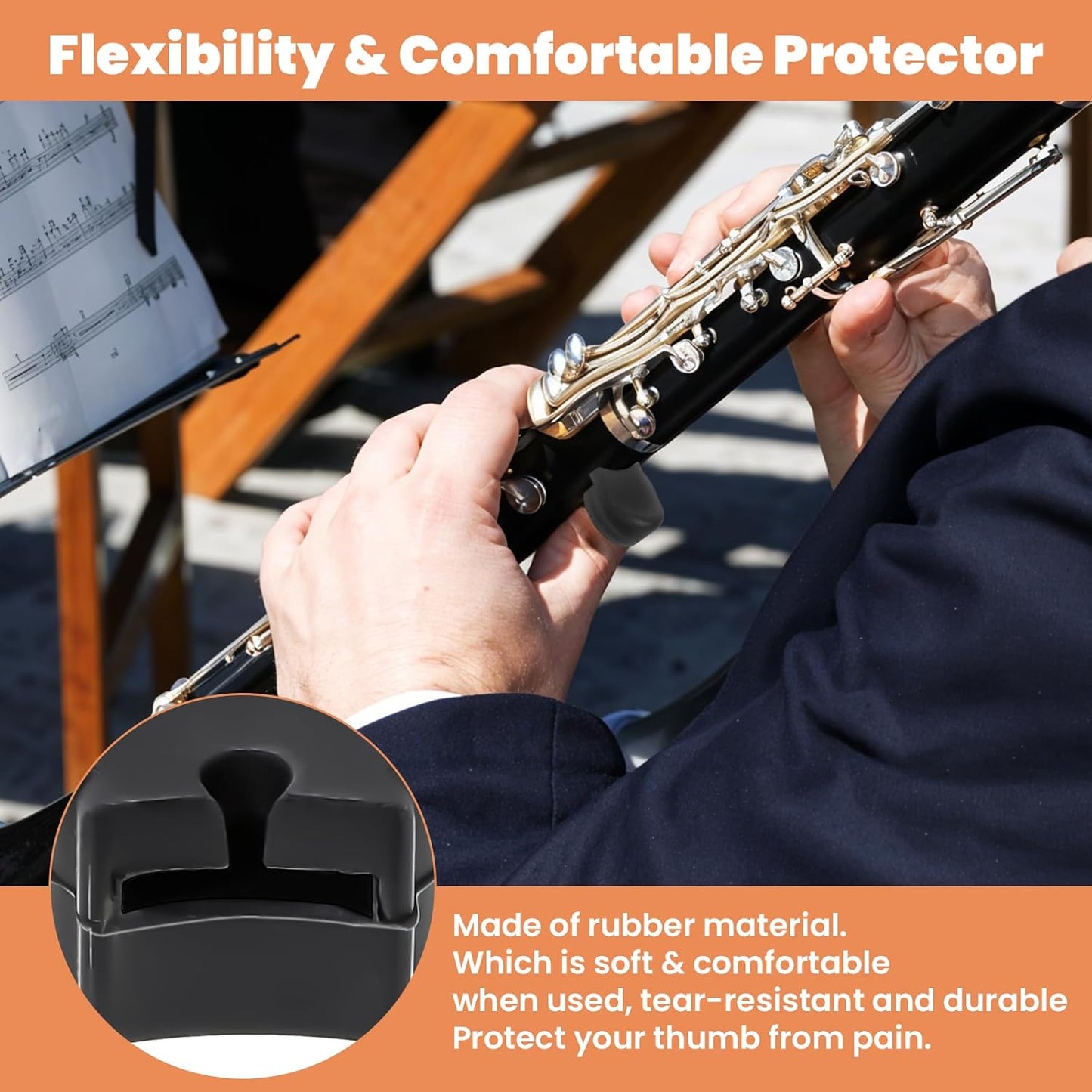 5PCS Clarinet Thumb Rest Cushion Soft Silicone Clarinets Oboe Thumb Rest Cushion Protector Thumbs Protector Fit for Most Clarinet