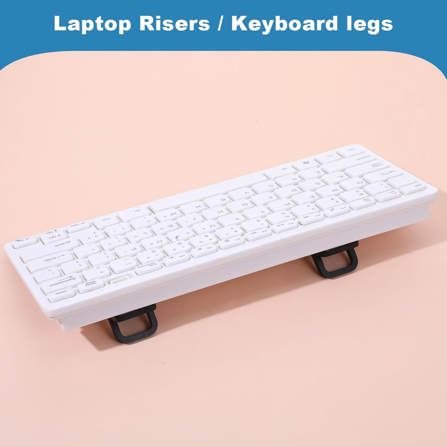 2Pcs Keyboard Riser Self-Adhesive Mini Portable Laptop Stand Foldable Portable Computer Self Adhesive Keyboard Riser for Laptop Most Keyboards, Black ABS Adjustable Keyboards Stand for Desktop