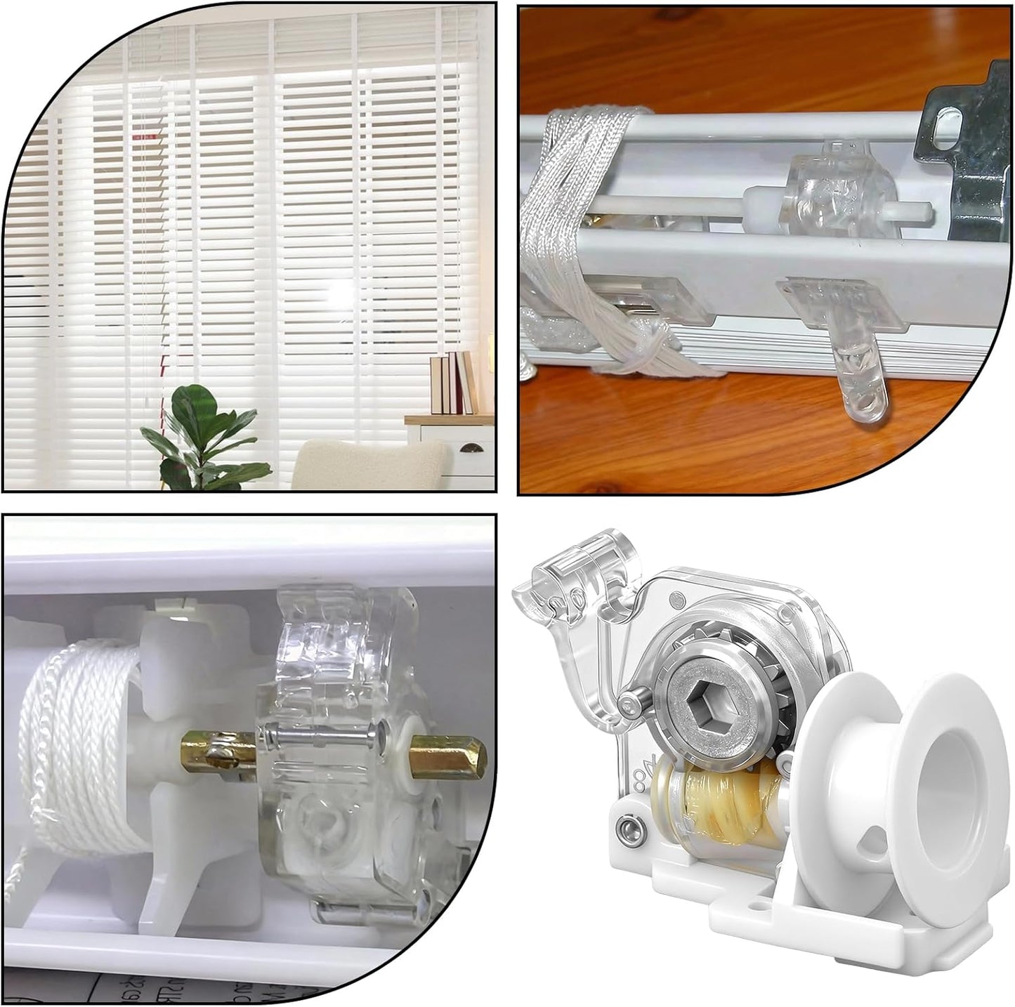 Vin Beauty Blind Tilt Mechanism Replacement Tilt Mechanism for Hexagonal Rod Horizontal Blinds with Transparent Thin Line and Curtain Accessories