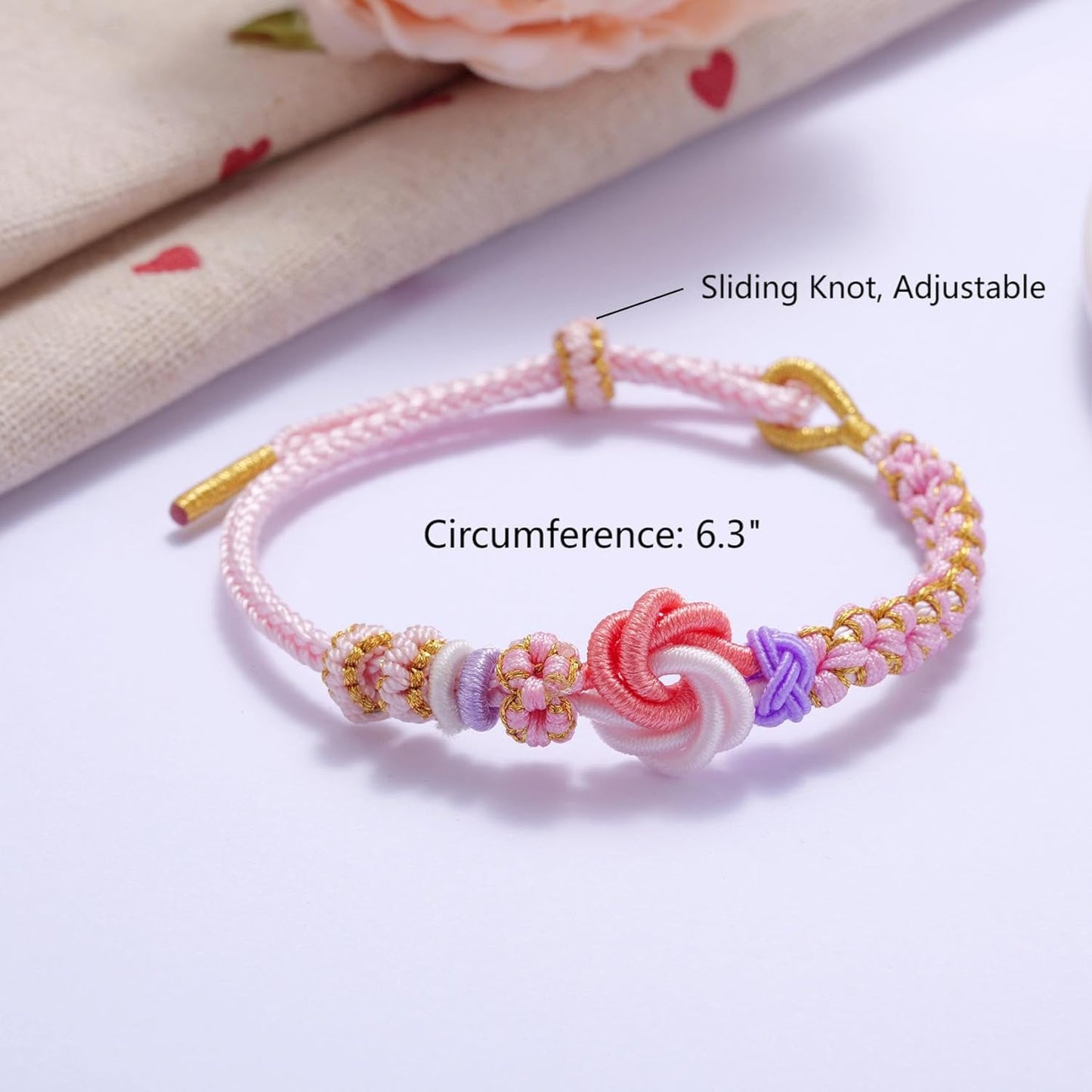 Kvekstio To My Granddaughter Blossom Knot Bracelet, Always Be Brave And Be Strong Adjustable Braided Bracelets for Granddaughter from Grandma, Inspirational Christmas Gift for Women Teen