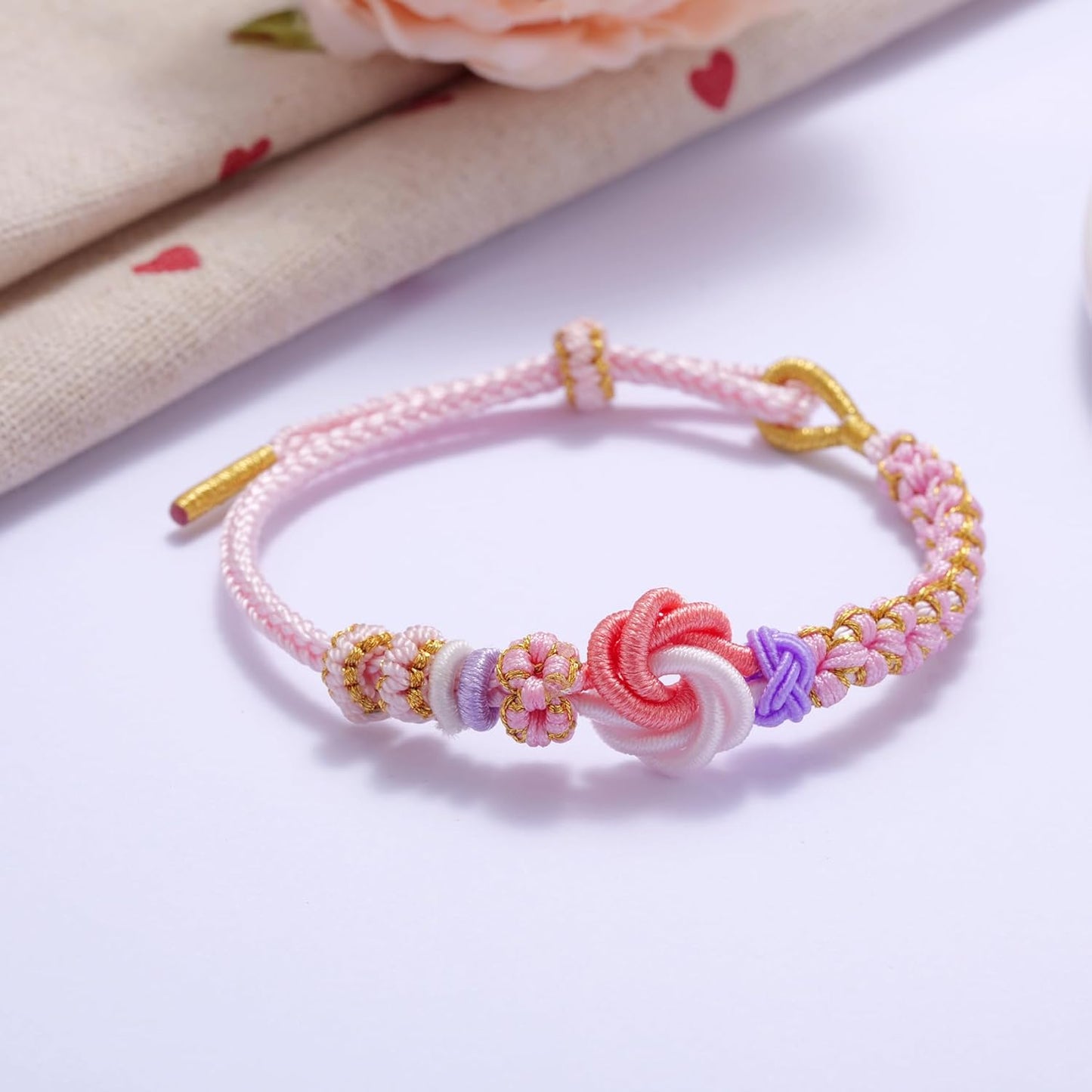 Kvekstio To My Granddaughter Blossom Knot Bracelet, Always Be Brave And Be Strong Adjustable Braided Bracelets for Granddaughter from Grandma, Inspirational Christmas Gift for Women Teen