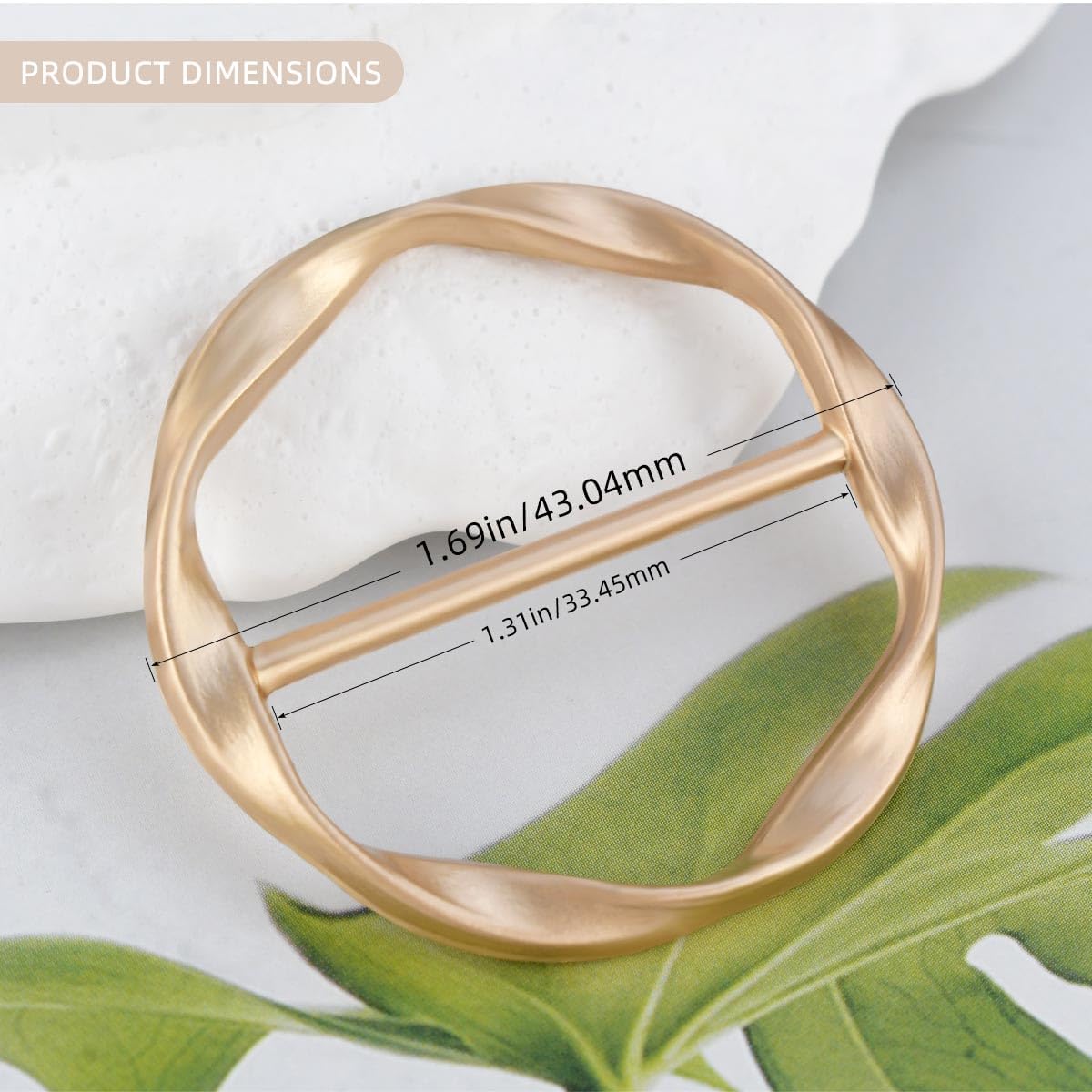 Tie Clips for Women & Girls - Twist Tee Knot Scarf Clip Waist Clothes Corner Knotted Button Fashion Metal Circle Buckle Alloy Clothing Ring Wrap Holder Round Scarves Clasp