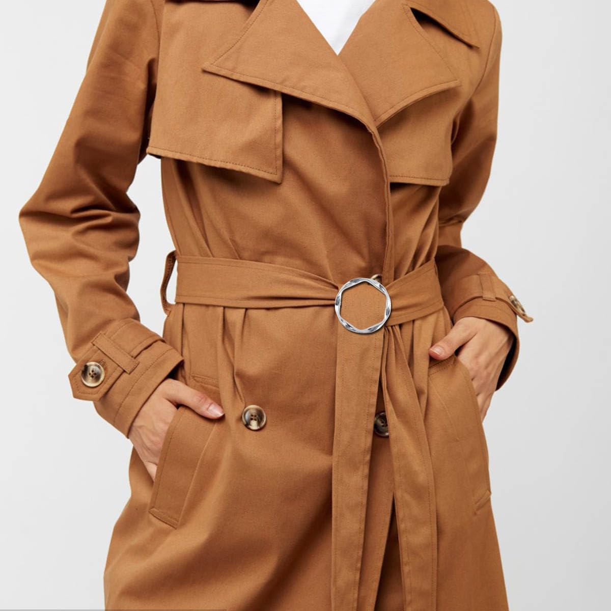 Tie Clips for Women & Girls - Twist Tee Knot Scarf Clip Waist Clothes Corner Knotted Button Fashion Metal Circle Buckle Alloy Clothing Ring Wrap Holder Round Scarves Clasp