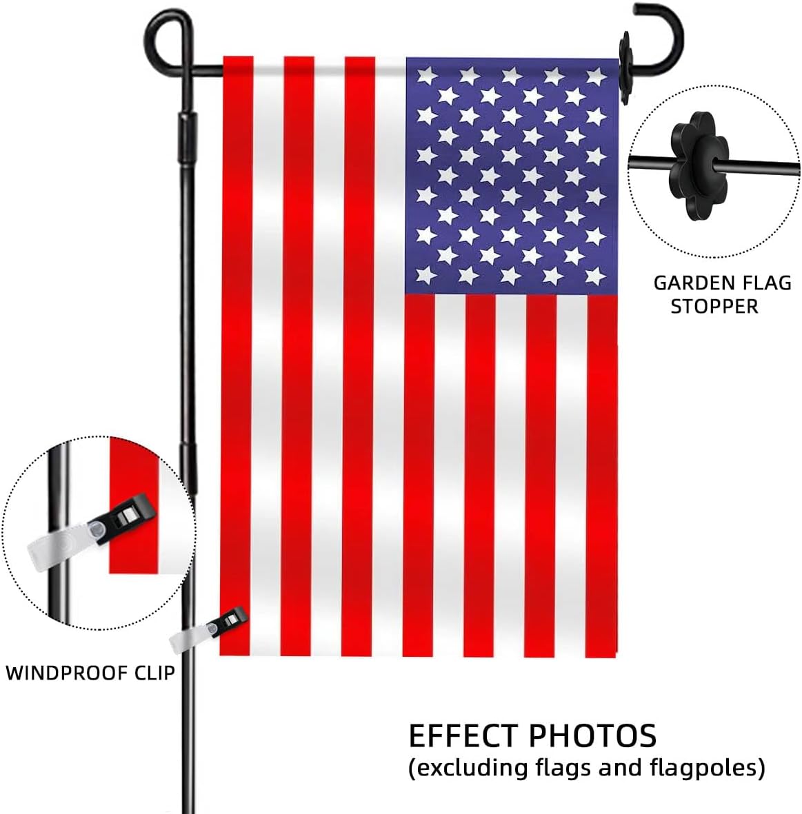Garden Flag Rubber Stoppers and Tiger 10 Pieces Pack Stand Holder Pole Anti-Wind Clips for Flags Stopper Yard Clip Stops Accessories Poles