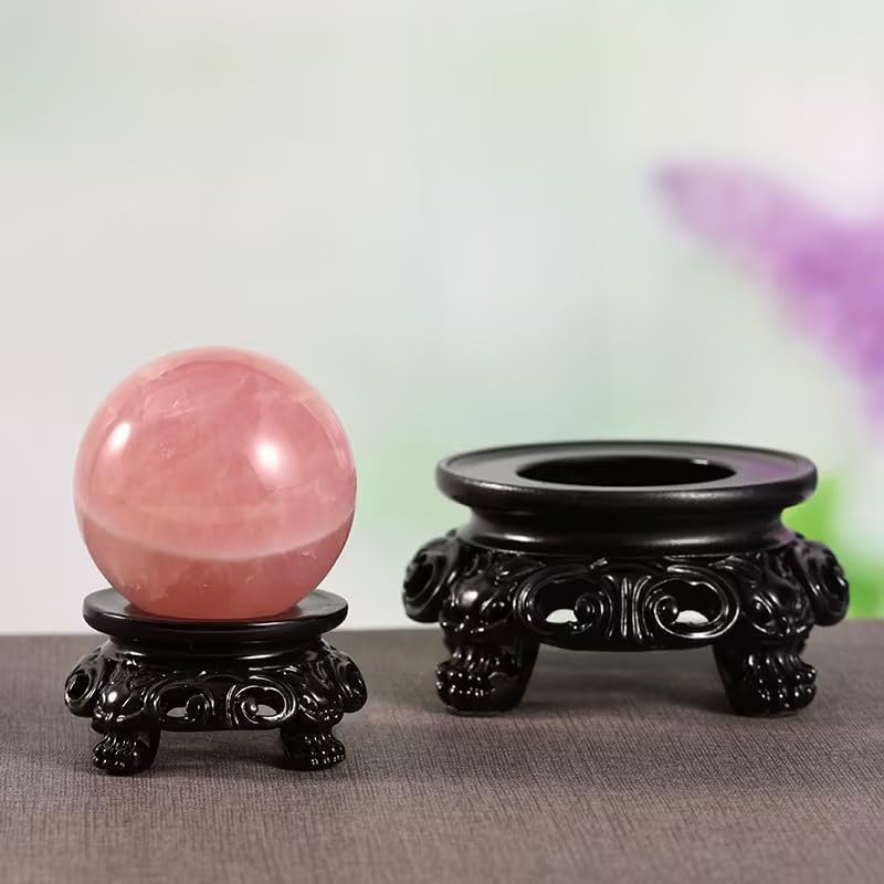 2Pcs Black Wooden Display Stand for Crystal Sphere Quartz Ball Holder Hollow Wood Stand Base for Crystal Ball Sphere Globe Stone Decoration Display Pedestals Home Decor,Crystal Ball Stand，Sphere Holder