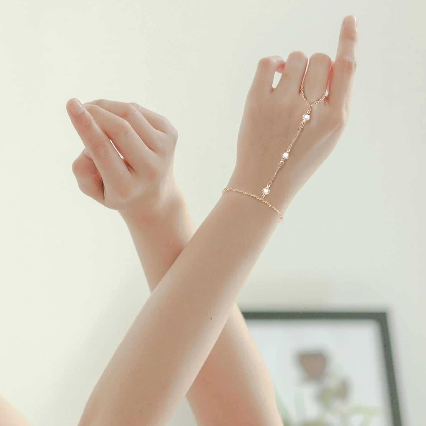 3 Pack Gold Hand Chain Bracelet Set for Women – Dainty Layered Finger Ring Bracelets, Boho Wrist Accessory for Wedding Prom Beach Party, Elegant Hand Jewelry Gift for Bridesmaids Daughter