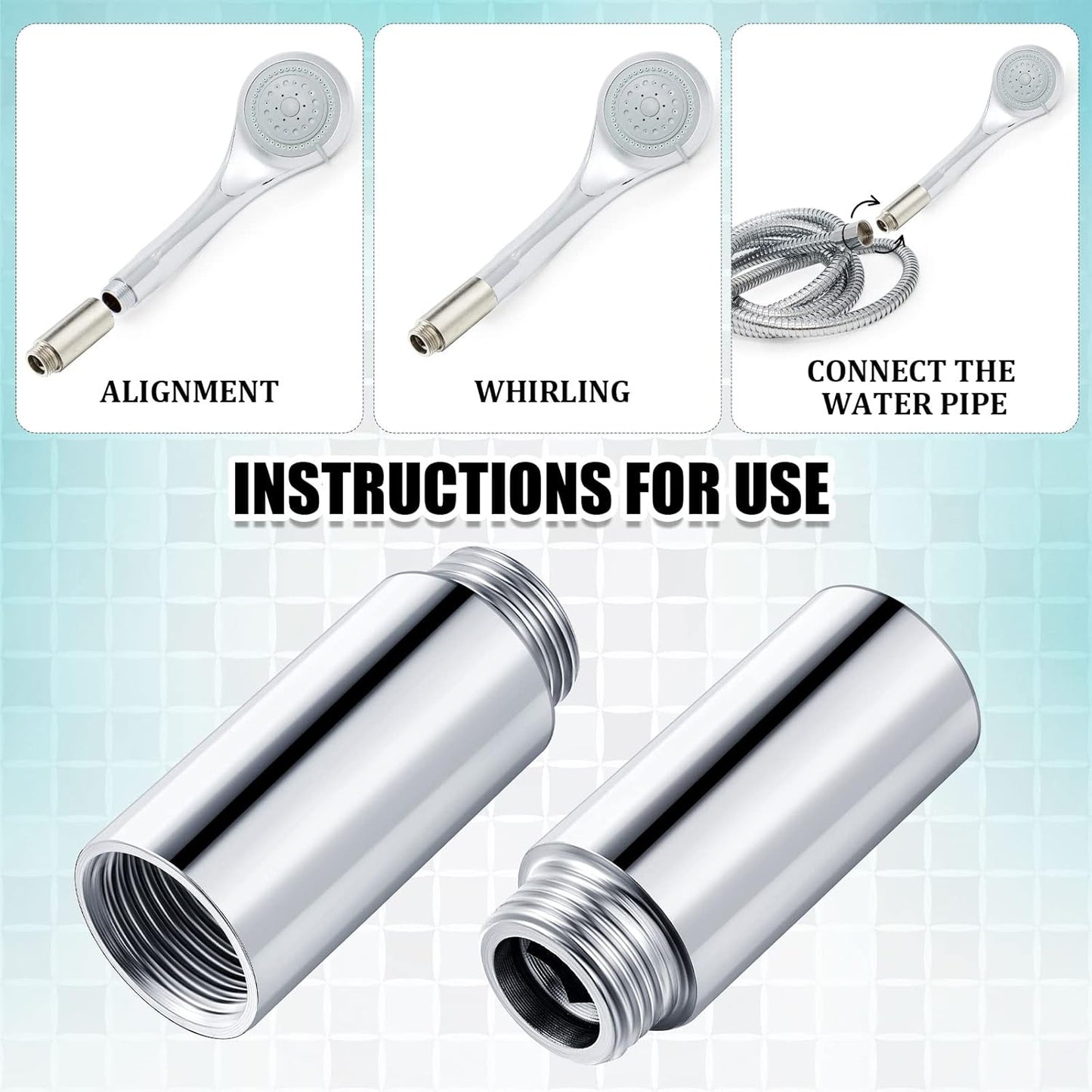 Amylove 2 Pcs Shower Head Extension Arm Stainless Steel Shower Pipe Extension 1/2pt Male to 1/2pt Female Thread Cast Pipe Fitting Coupler Adapter(2 Inch)