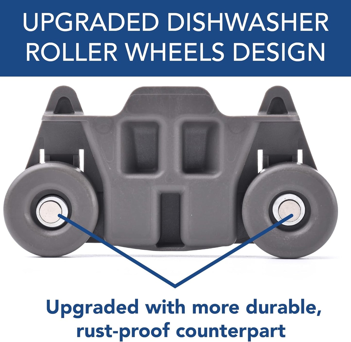 (4-pack) W10195416 NEW UPGRADED Replacement Part for Lower Dishwasher Wheel – Compatible with GE/Whirlpool/Kenmore - AP5983730, W10195416V, W10105417, PS11722152, W10195416VP