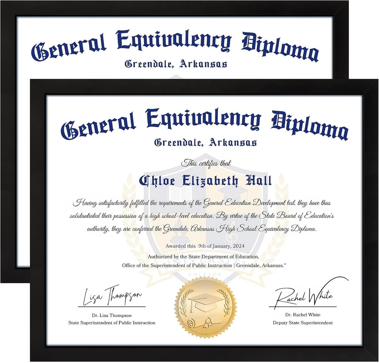 8.5x11 Diploma Frame, Black Picture Frame With Clear Plexiglass, 2 Pack Certificate for Wall Display, Document Frame, High School Diploma