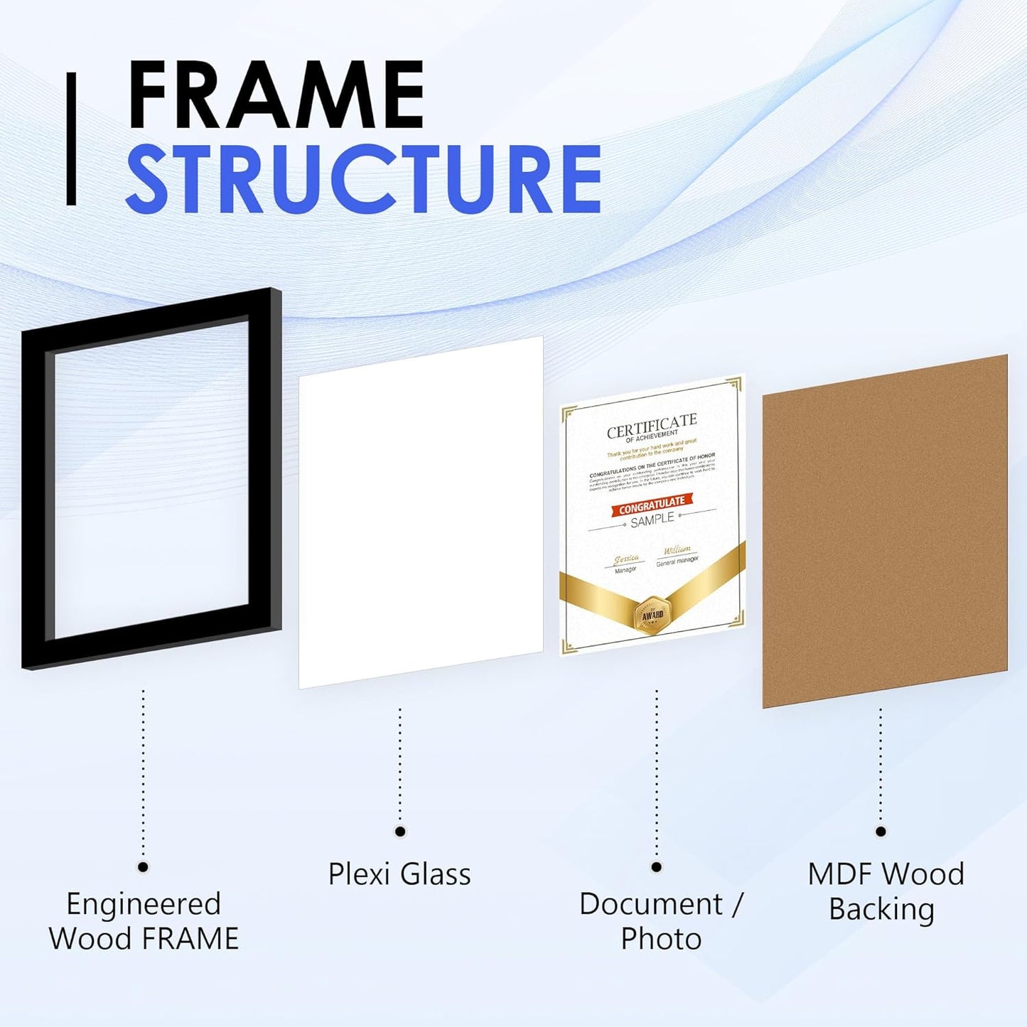 8.5x11 Diploma Frame, Black Picture Frame With Clear Plexiglass, 2 Pack Certificate for Wall Display, Document Frame, High School Diploma