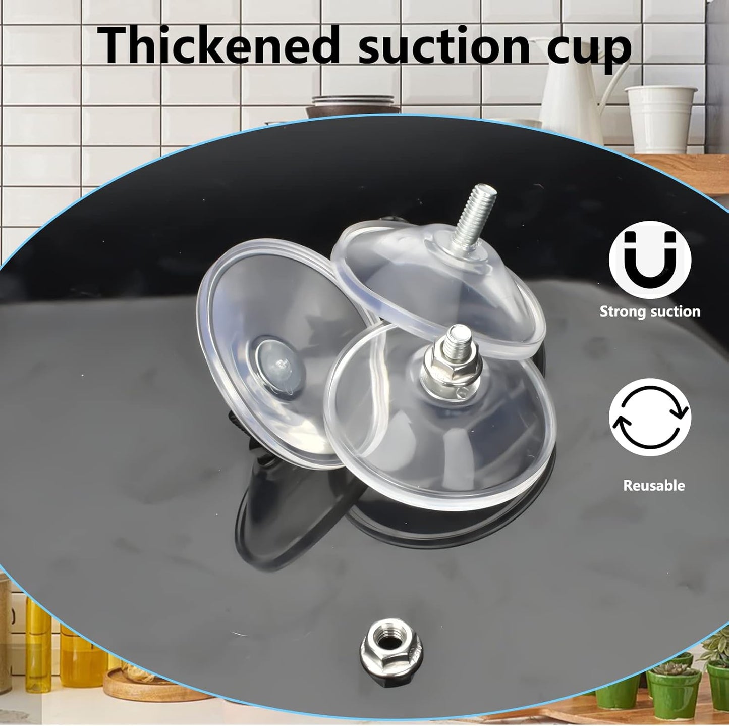 6 Pcs Strong Thickened Sucker Suction Cup Clear PVC Sucker Pads with M6 x 14 Thread Screw Extra Strong Adhesive Glass Suction Holder