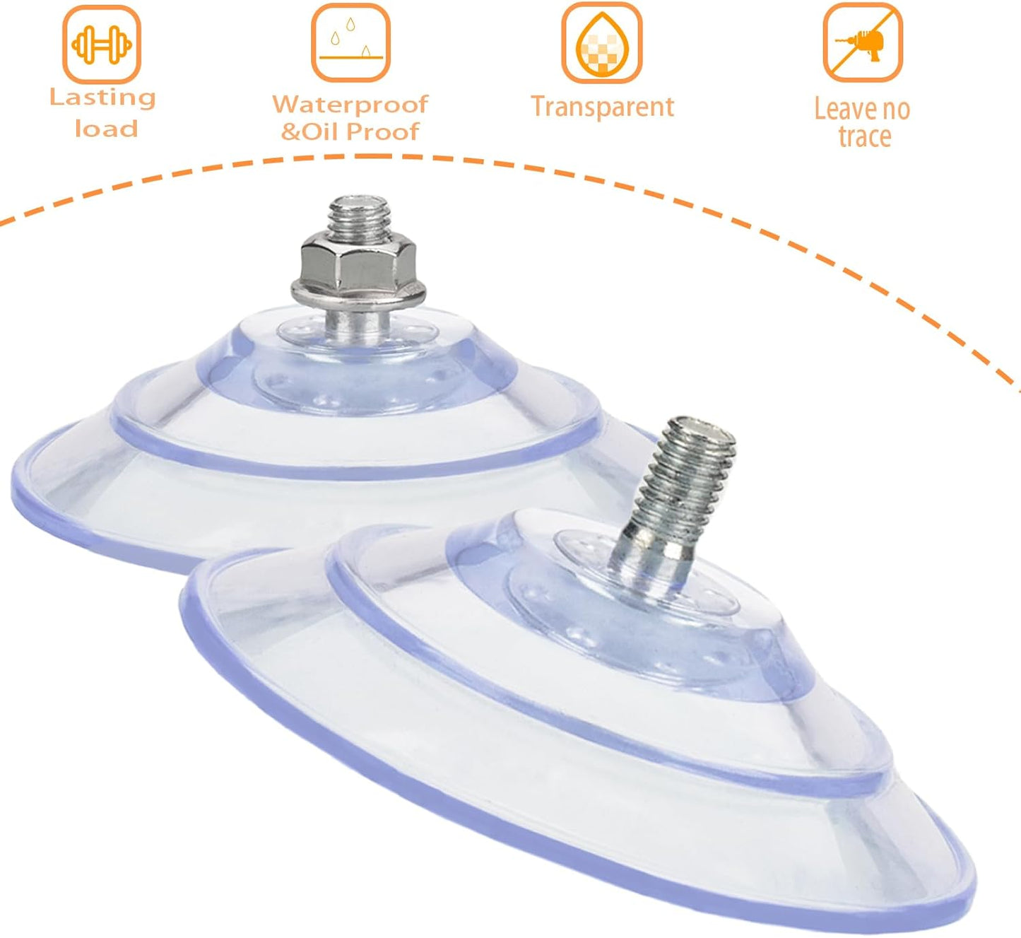 Upgraded Large Suction Cup with Screws 3.4"/85mm Plastic Suction Pads 4 Pack Clear PVC Sucker Pads with M8 Screw Nut Extra Strong Adhesive Glass Suction Holder
