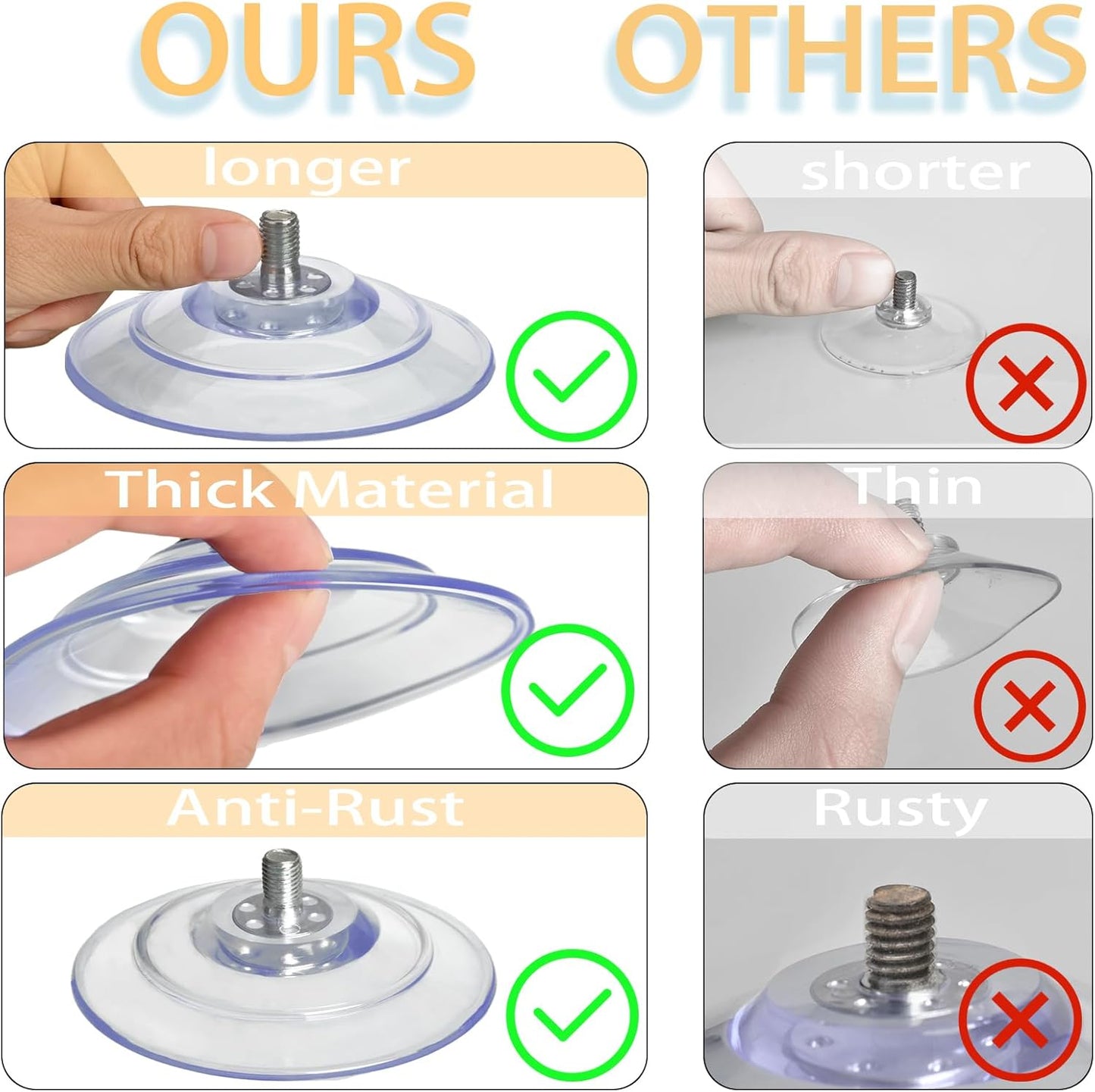 Upgraded Large Suction Cup with Screws 3.4"/85mm Plastic Suction Pads 4 Pack Clear PVC Sucker Pads with M8 Screw Nut Extra Strong Adhesive Glass Suction Holder