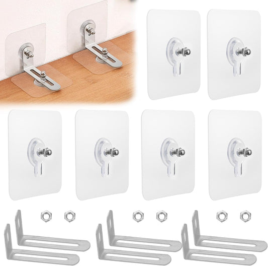 No Drill Furniture Anchors 6 Packs Anti Tip Furniture Straps Kit Adhesive Furniture Wall Anchors for Baby Proofing, Secure Bookcase Dresser Shelf Cabinet Wall