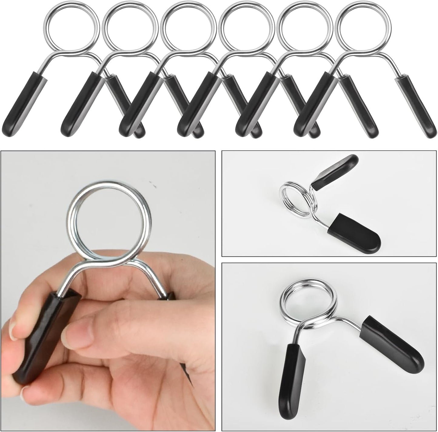 Spring Clip Collars 1 Inch Olympic Barbell Clamps Dumbbell Clips Weight Bar Clips for Weightlifting, Powerlifting, Strength Training