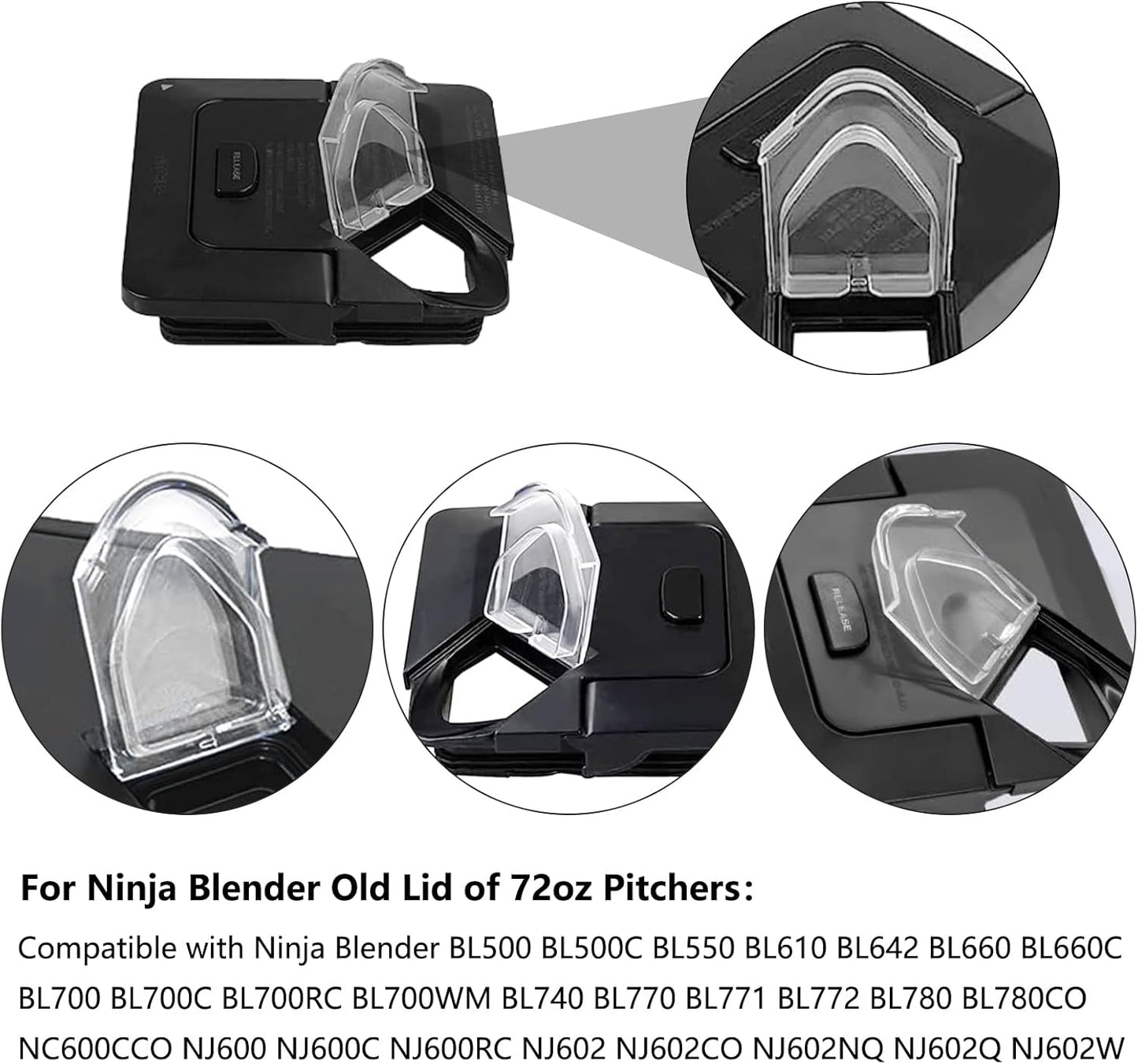 Pour Spout Cover for Ninja Blender Lid Replacement - 72 oz Pitcher Flap Spout Cover Replacement Parts for NJ600 BL610 BL740 BL700
