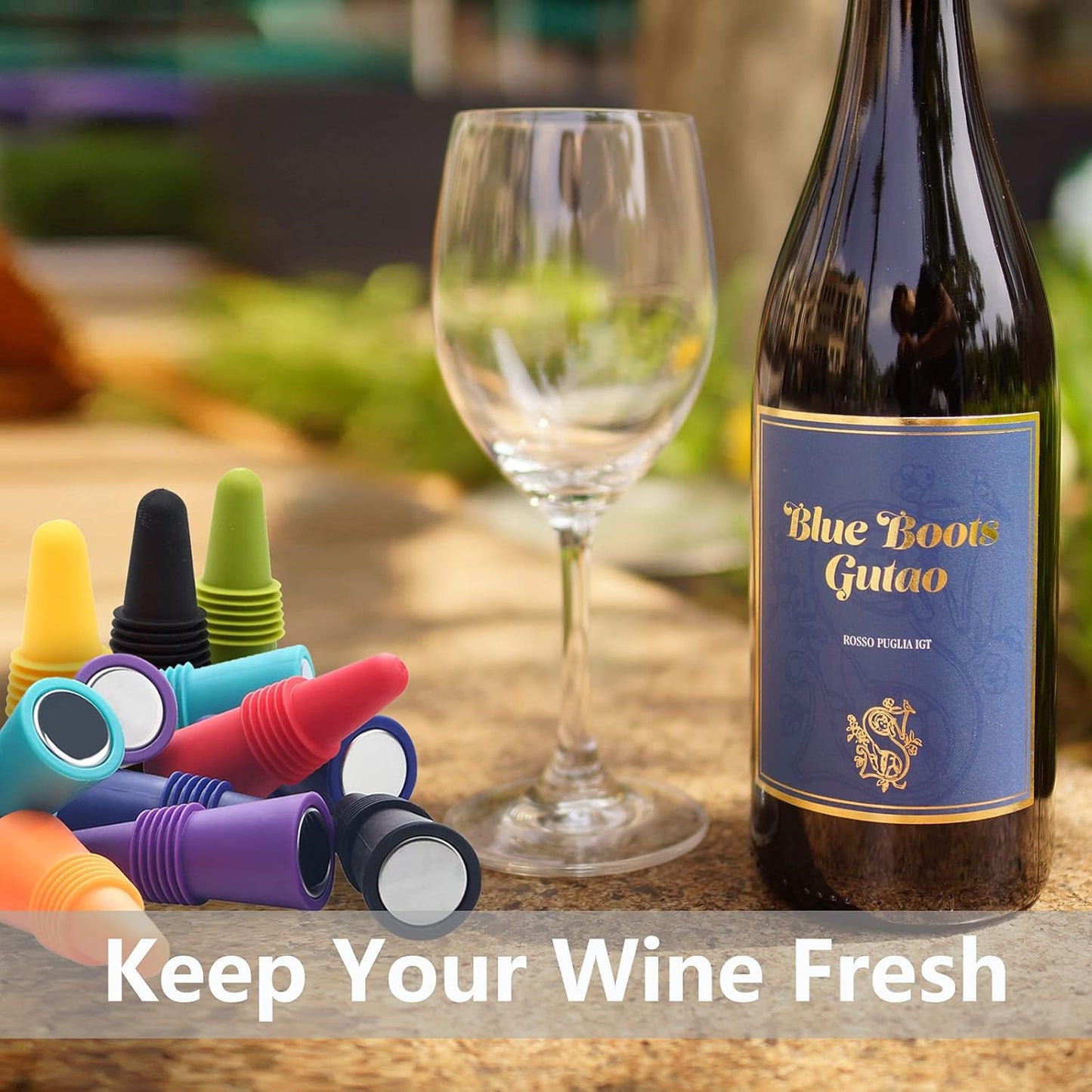 Wine Stoppers Beverage Bottle Sealer Soft Silice Wine Bottle Stoppers Corks with Grip Top for Keeping Wine Champagne Fresh, 8 Pack