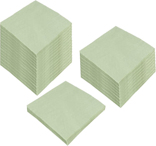 100 Pack Cocktail Napkin 2-Ply Dessert Napkins Folded 5 x 5 Inches Disposable Napkins for Dinner Wedding Birthday Party Bridal Anniversary Recepti Event (100, Sage-Green)
