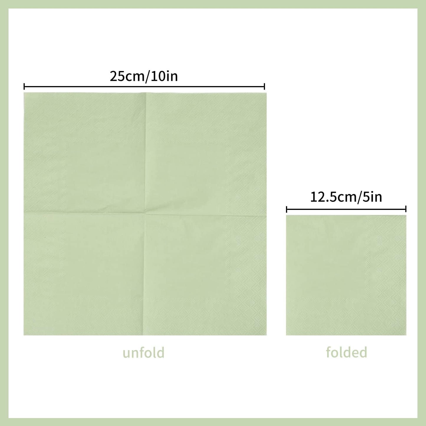 100 Pack Cocktail Napkin 2-Ply Dessert Napkins Folded 5 x 5 Inches Disposable Napkins for Dinner Wedding Birthday Party Bridal Anniversary Recepti Event (100, Sage-Green)