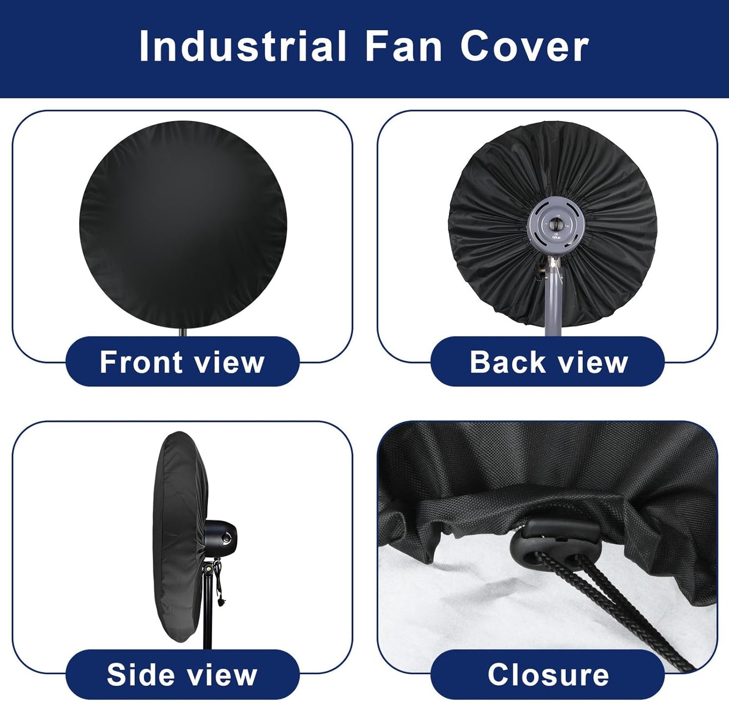 Industrial Heavy Duty Waterproof & Dustproof Fan Cover for 16-20" Stand Pedestal Fan, Wall Mount and Outdoor/Patio Use, Suitable for Indoor/Outdoor